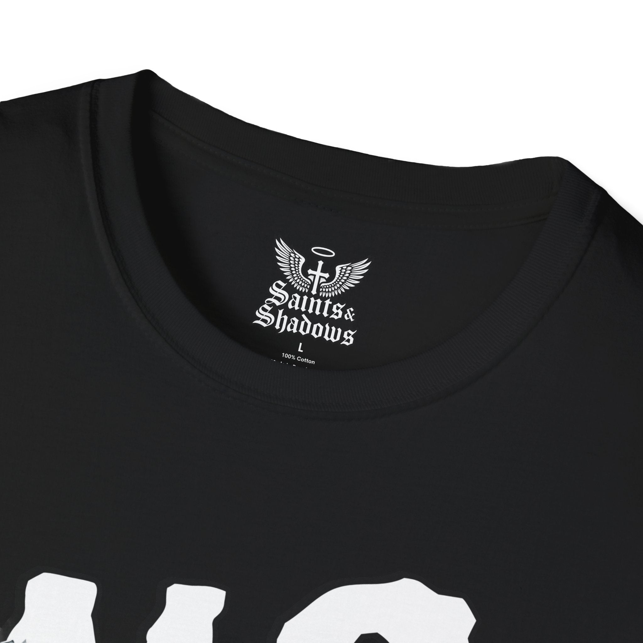 Saints and Shadows - No Exodus, Angelic Artwork Unisex Softstyle T-Shirt, Casual Wear