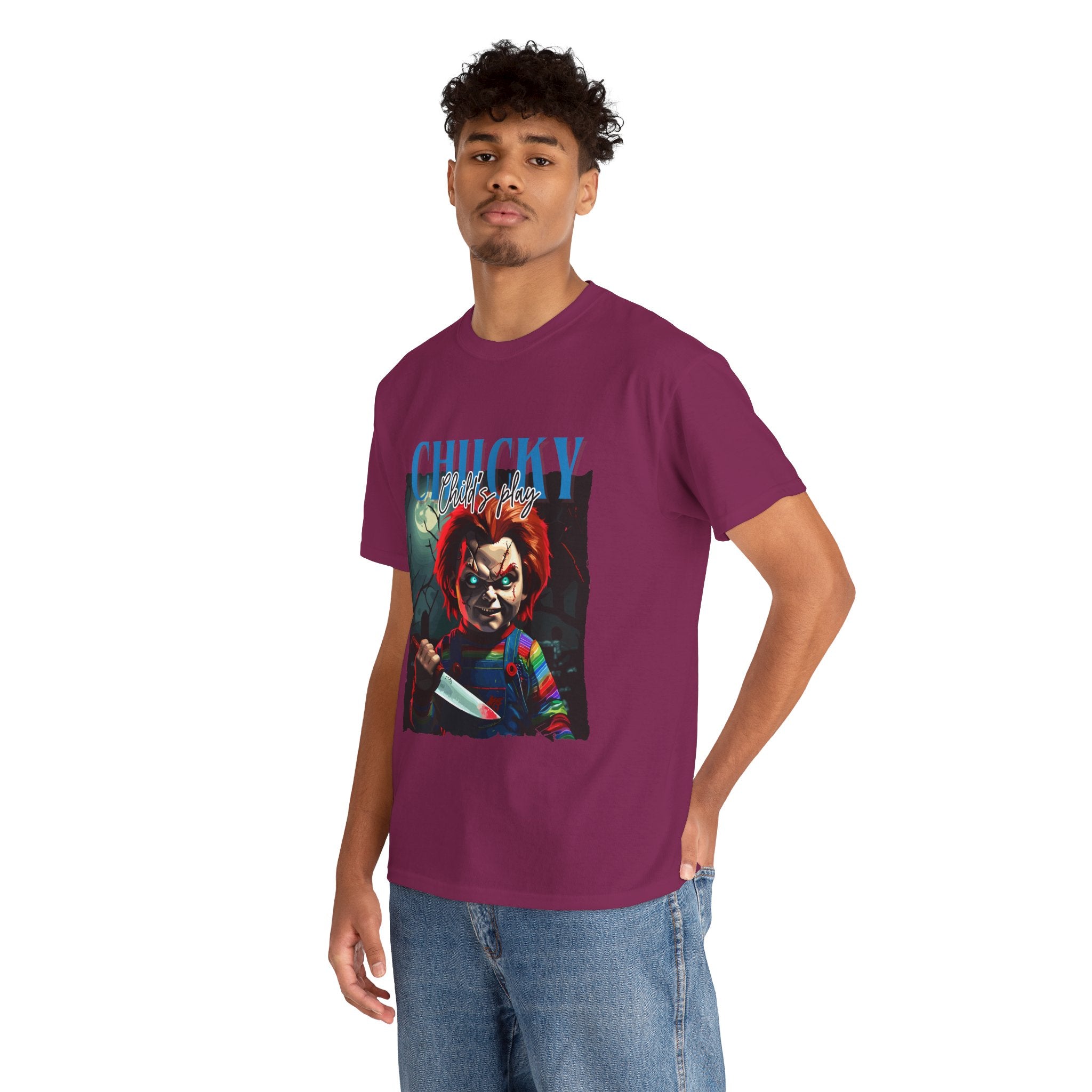 Chucky Horror Graphic Tee, Unisex Cotton Shirt, Halloween Costume, Horror Movie Gift, Spooky T-Shirt, Horror Fan Apparel