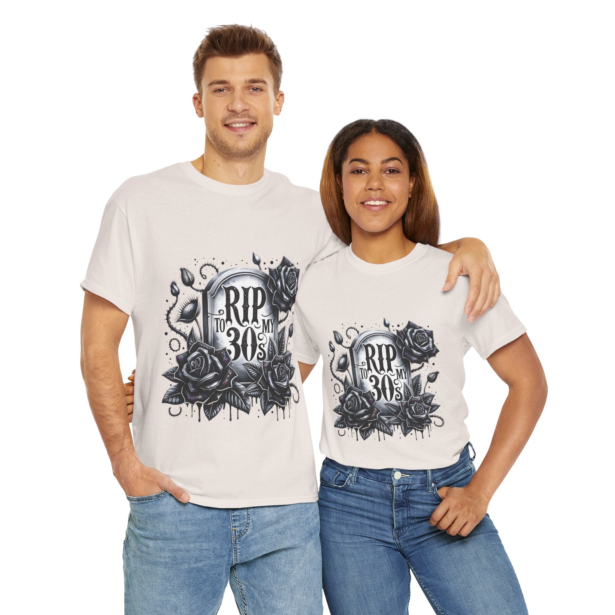 RIP to My 30s, Heavy, Unisex Graphic Shirt, Birthday Gift, Casual Wear, Vintage Style, Floral Design T-shirt