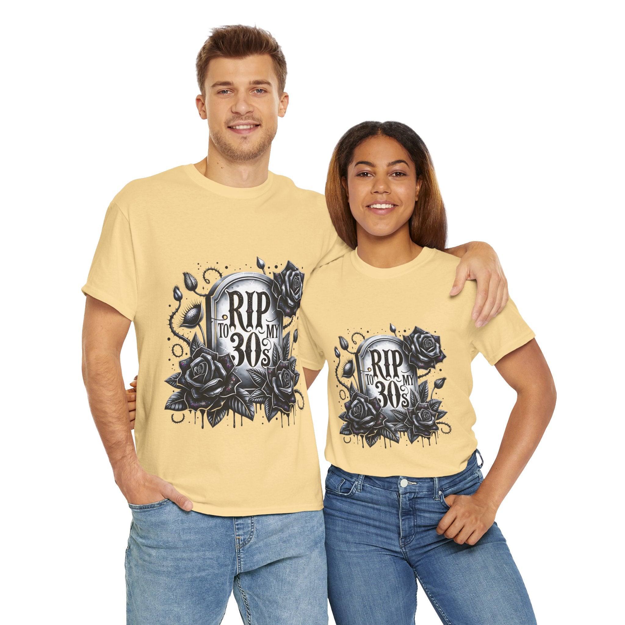 RIP to My 30s, Heavy, Unisex Graphic Shirt, Birthday Gift, Casual Wear, Vintage Style, Floral Design T-shirt