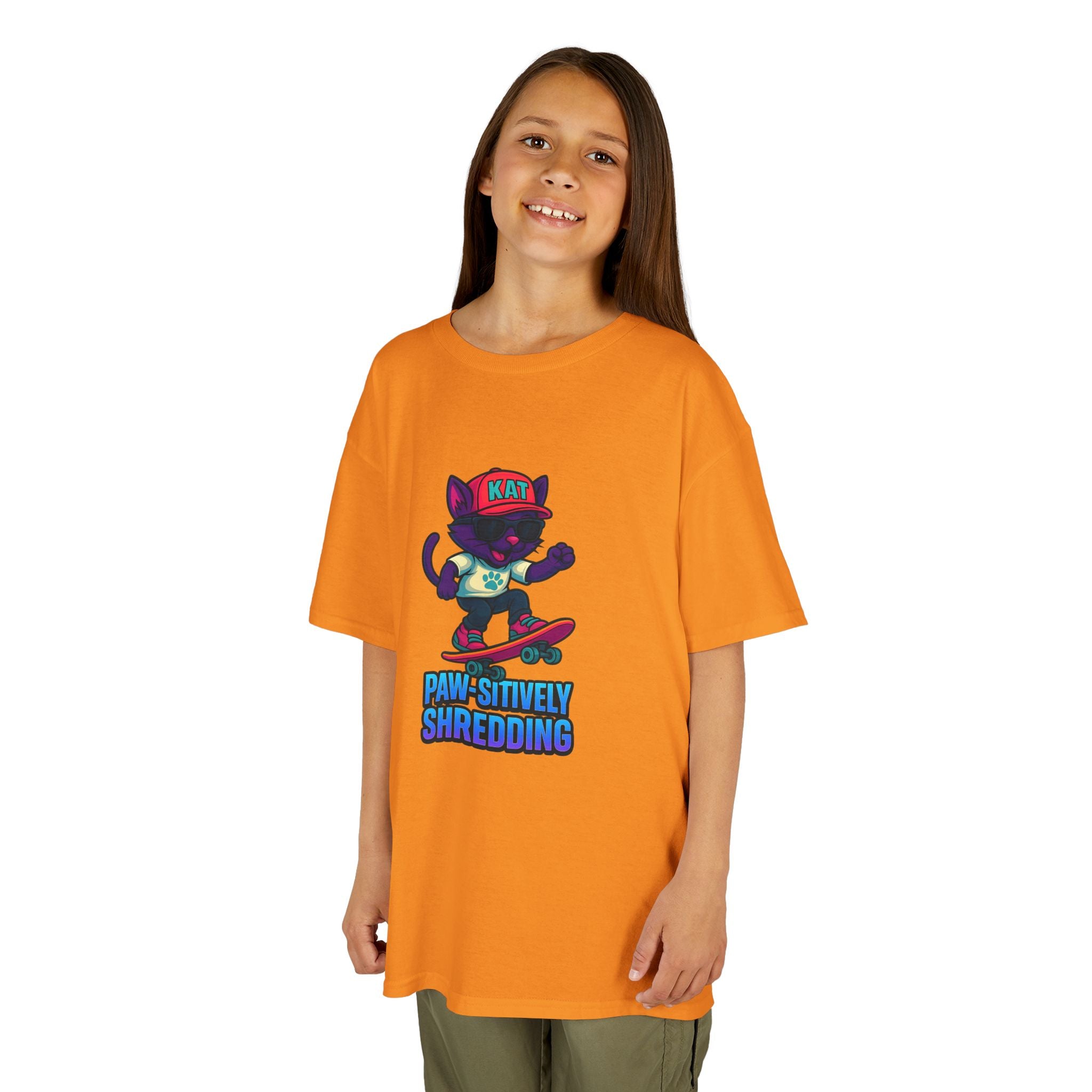 DJ KAT PAWS - Fun Skater Cat Design, Youth Summer T-Shirt, Cool Kids Apparel, Birthday Gift, Trendy Casual Wear