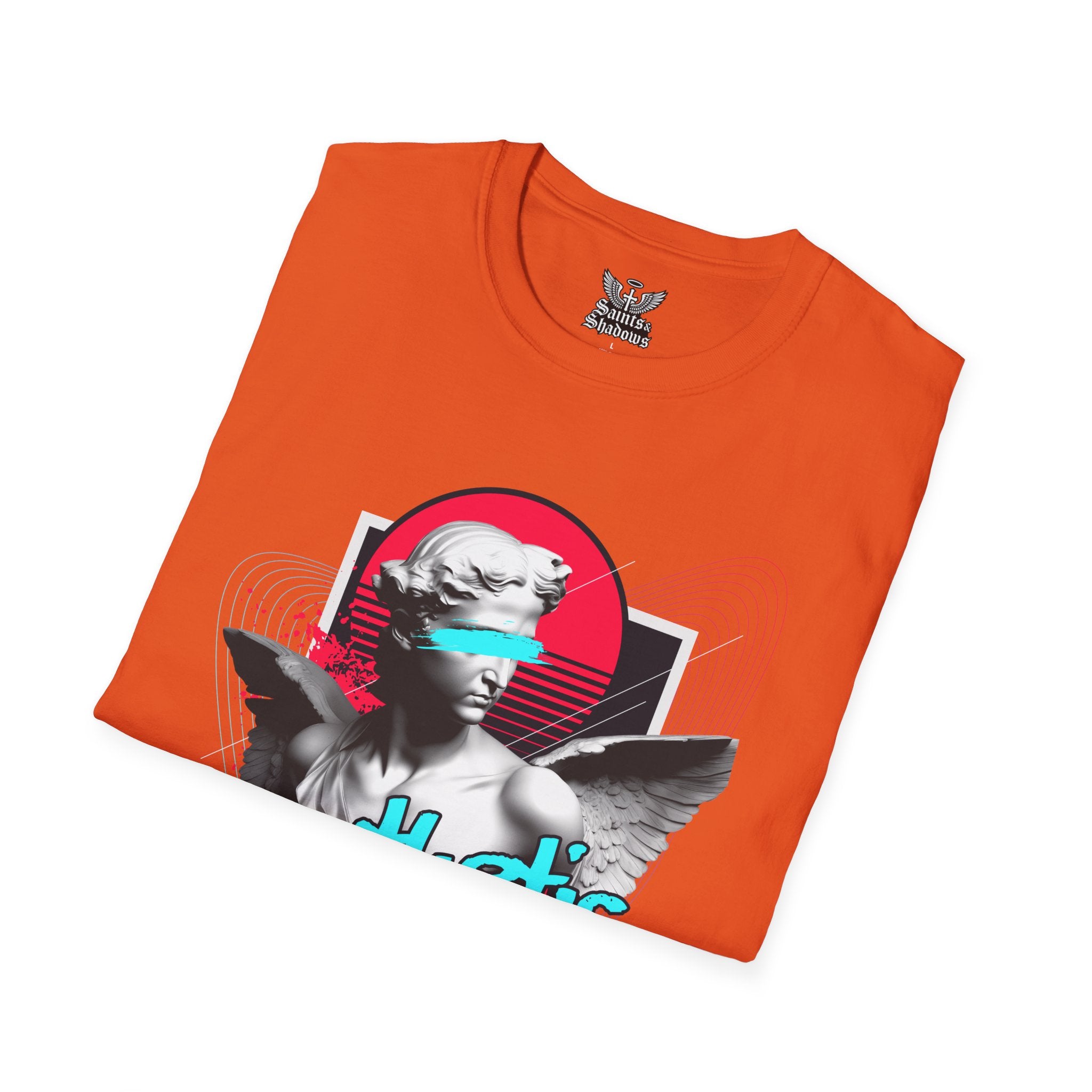 Saints and Shadows - Synthetic Dream, Angelic Artwork Unisex Softstyle T-Shirt, Casual Wear