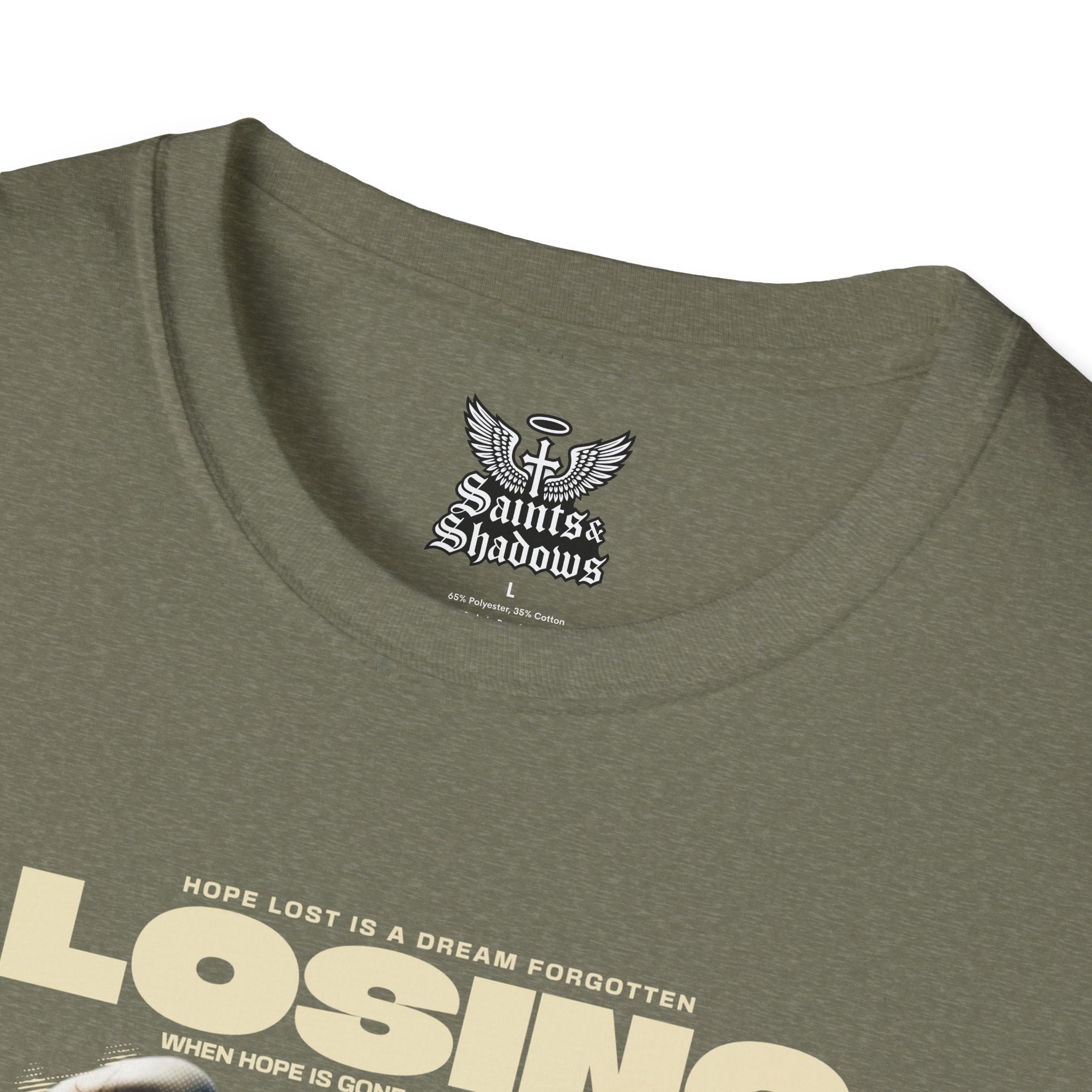 Saints and Shadows - Losing Hope, Angelic Artwork Unisex Softstyle T-Shirt, Casual Wear
