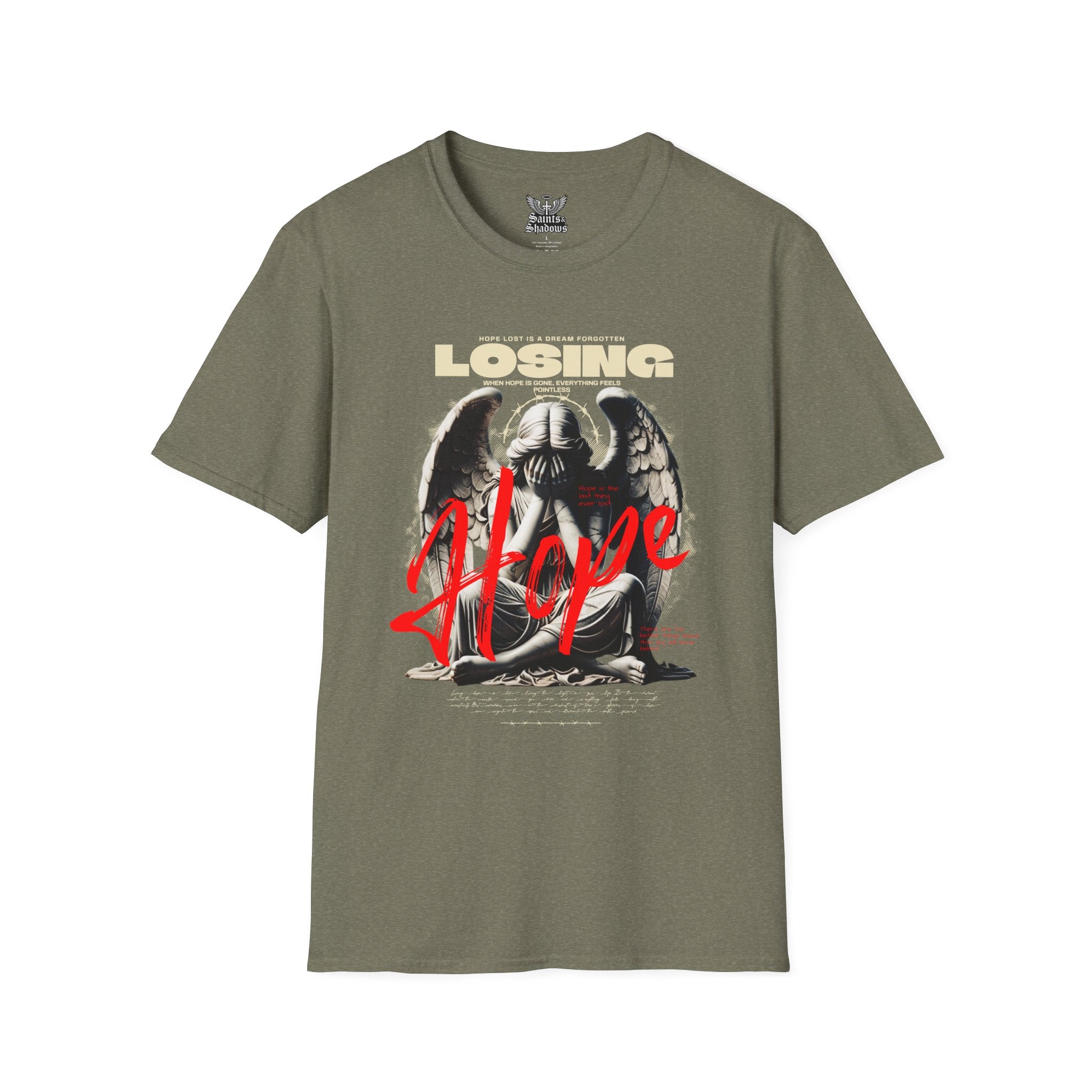 Saints and Shadows - Losing Hope, Angelic Artwork Unisex Softstyle T-Shirt, Casual Wear
