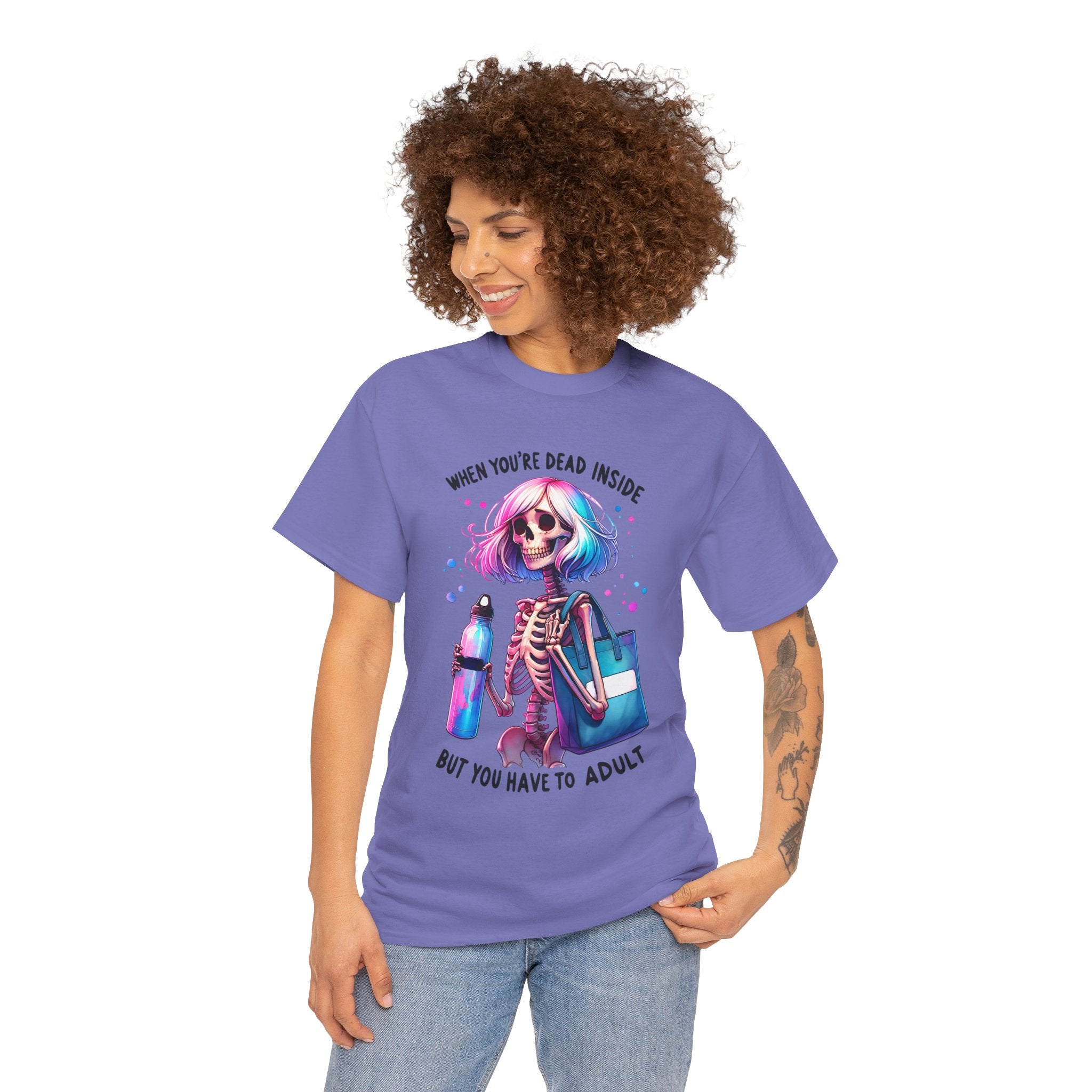 When you're dead onside, Whimsical Skeleton Tee, Funny Graphic Shirt, Perfect for Halloween, Unique Gift Idea, Casual Wear, Everyday Humor