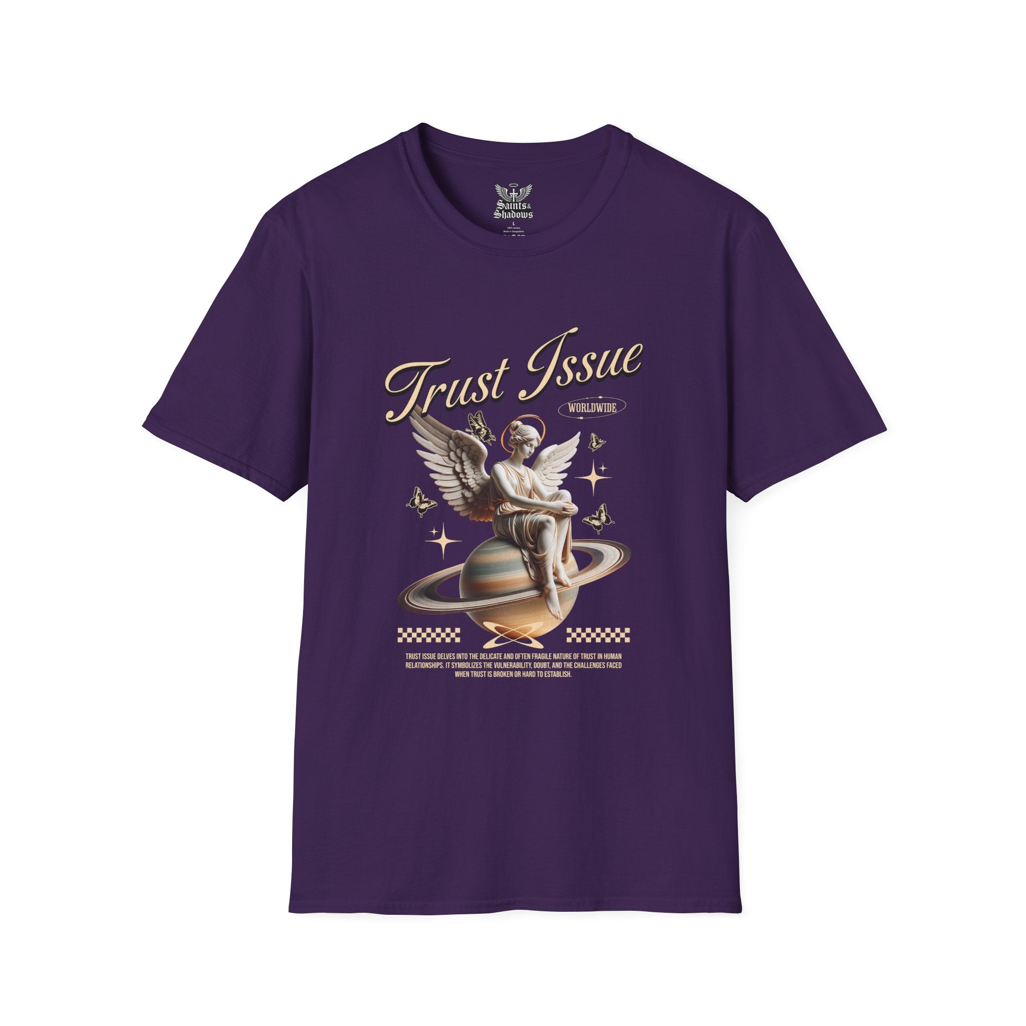 Saints and Shadows - Trust Issue, Angelic Artwork Unisex Softstyle T-Shirt, Casual Wear