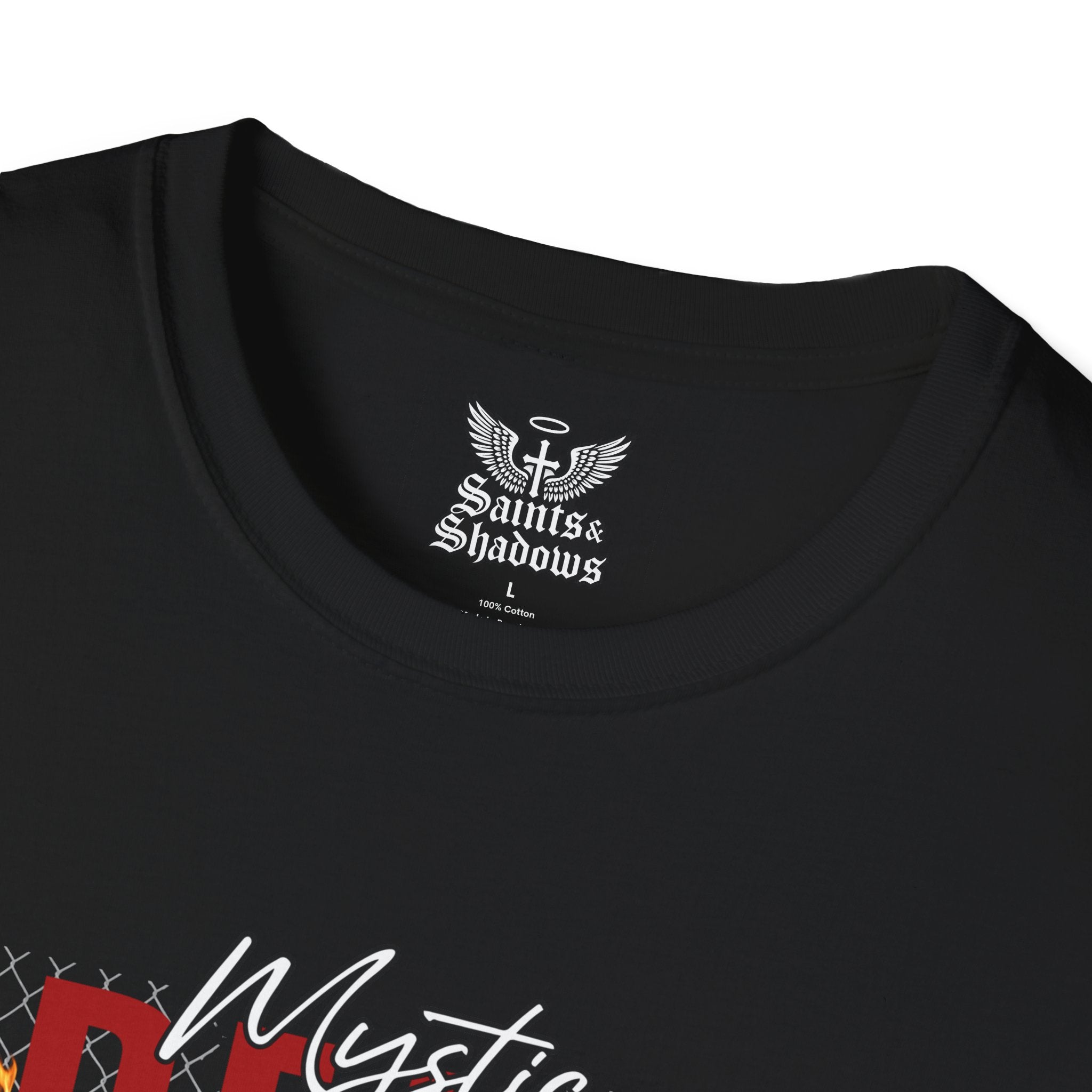 Saints and Shadows - Mystic Wings, Angelic Artwork Unisex Softstyle T-Shirt, Casual Wear