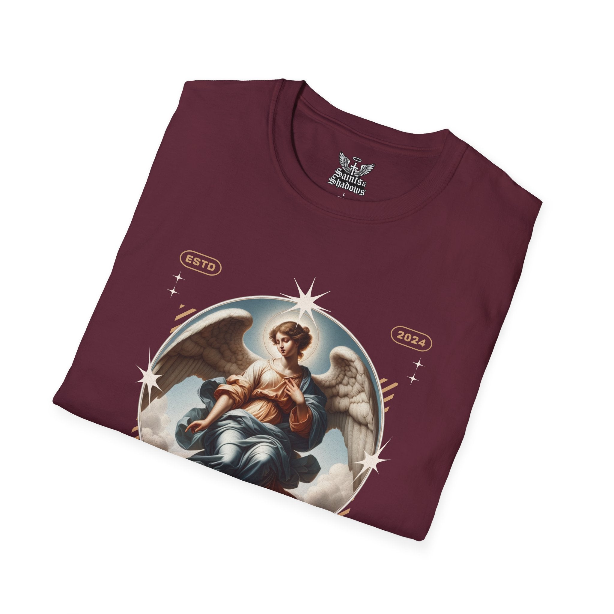 Saints and Shadows - Reflection, Angelic Artwork Unisex Softstyle T-Shirt, Casual Wear