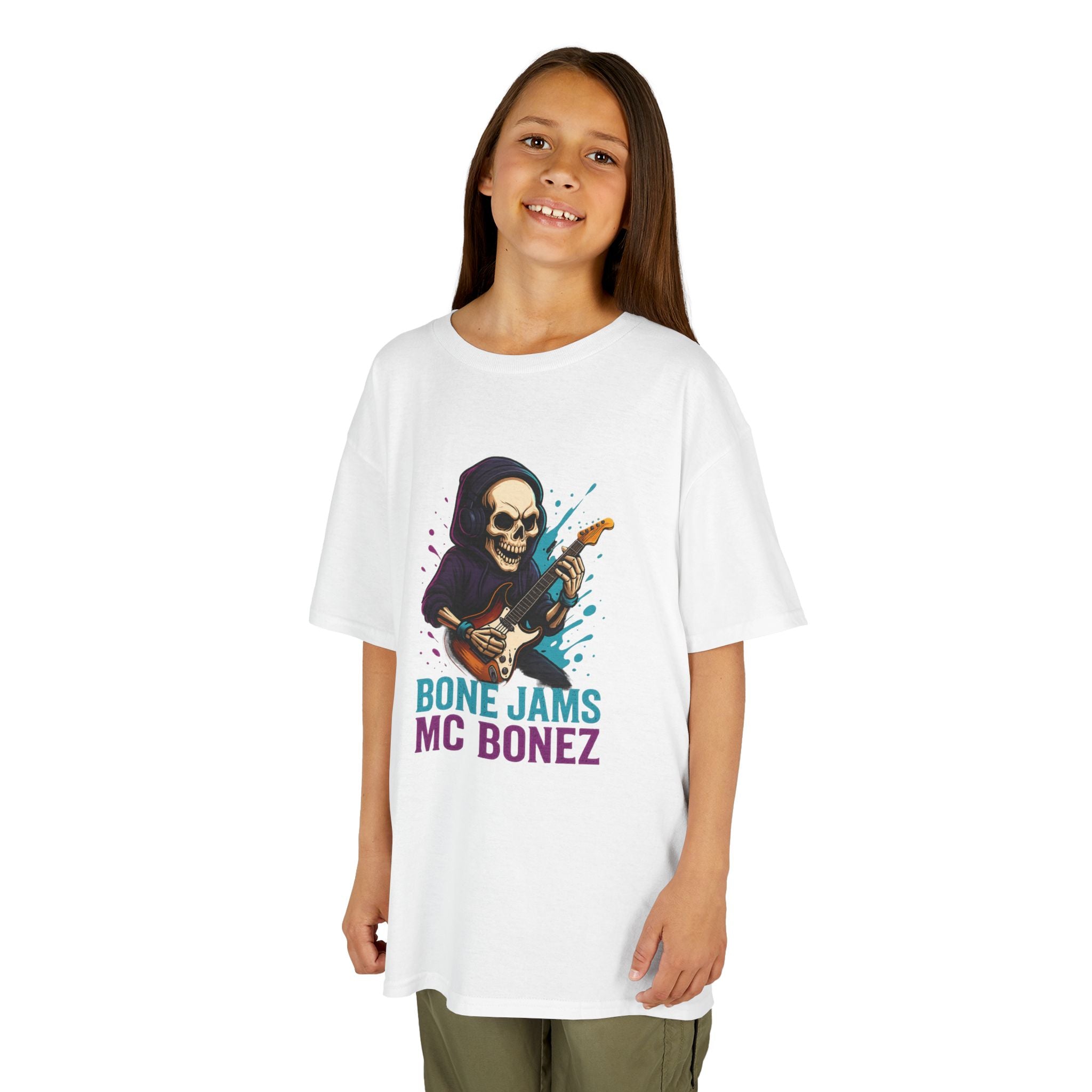 Bone Jams MC Bonez, Kids Tee | Guitar Edition | Cool Graphic Tee, Music Fan Shirt, Unique Gift for Young Musicians