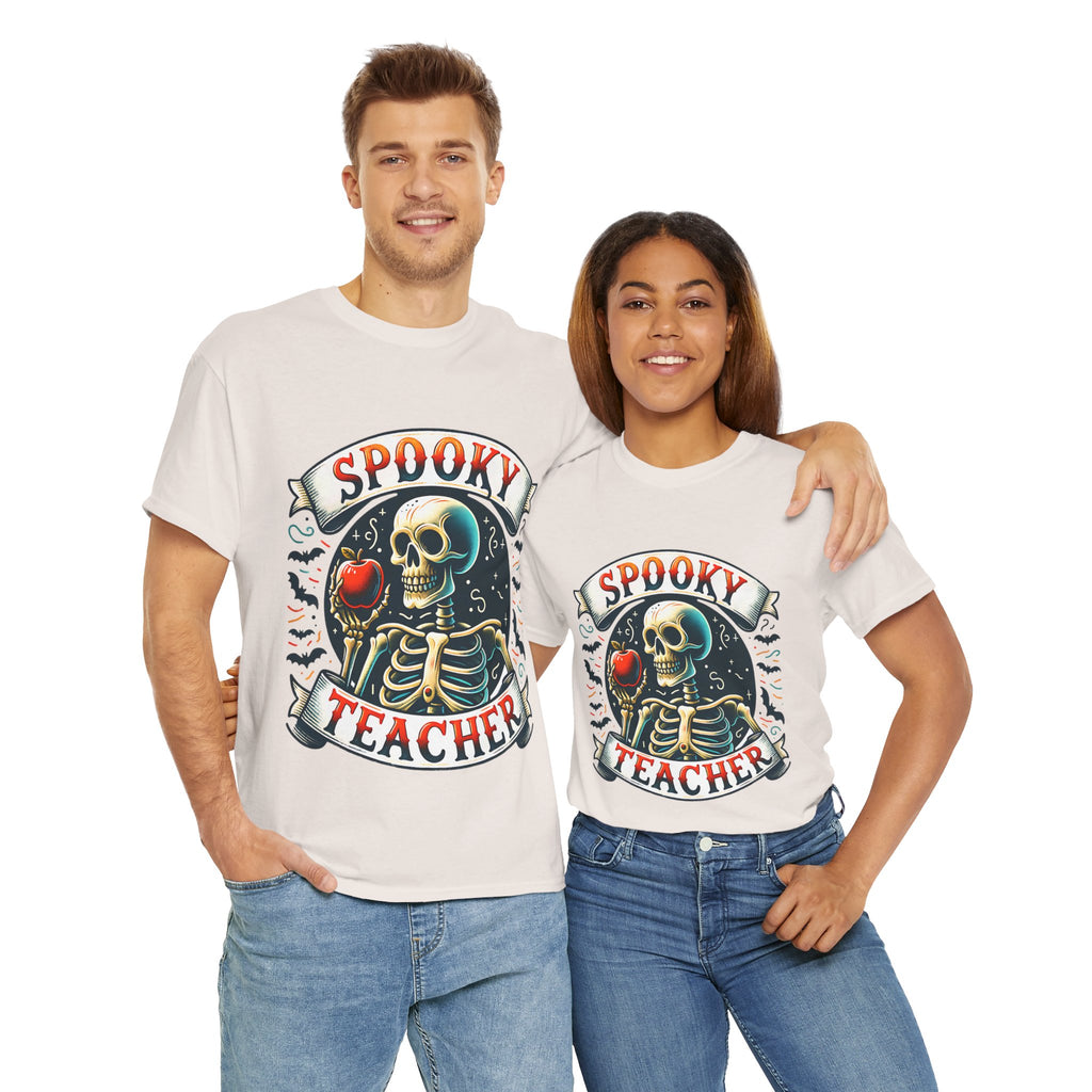 Spooky Teacher Tee, Halloween Shirt, Unisex Cotton T-Shirt, Funny Teacher Gift, Skeleton Design, Fall Apparel