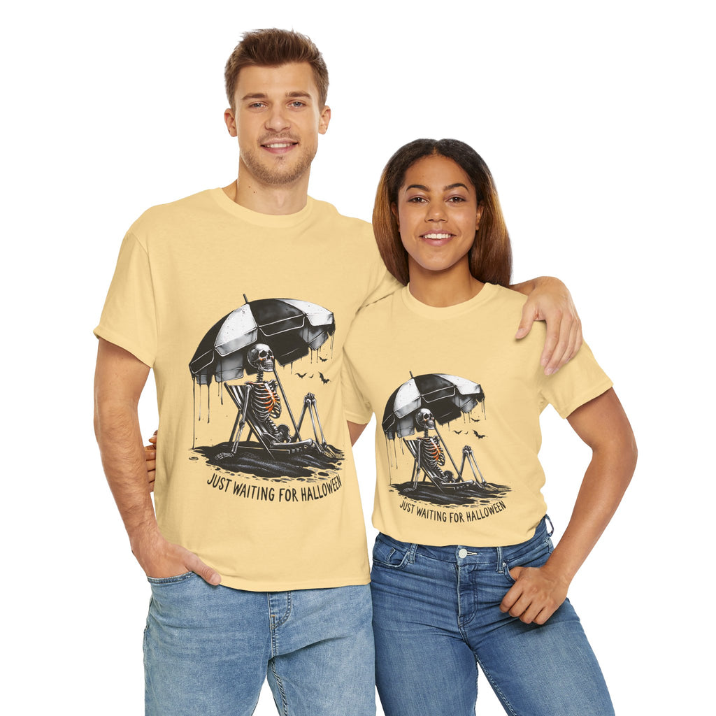 Just Waiting for Halloween, Heavy, Unisex Graphic Shirt, Birthday Gift, Casual Wear, Vintage Style, Floral Design T-shirt