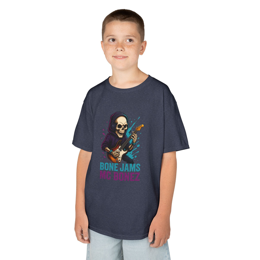 Bone Jams MC Bonez, Kids Tee | Guitar Edition | Cool Graphic Tee, Music Fan Shirt, Unique Gift for Young Musicians