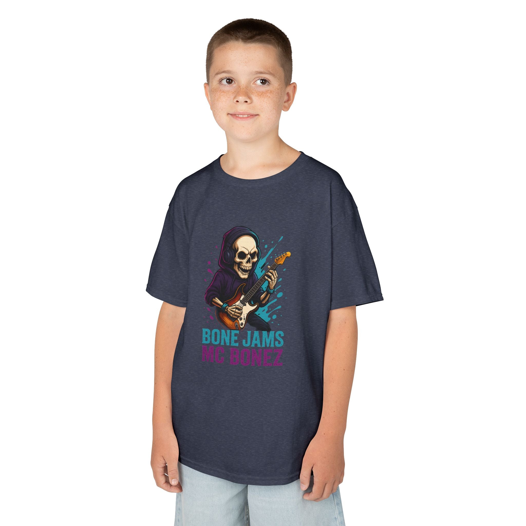 Bone Jams MC Bonez, Kids Tee | Guitar Edition | Cool Graphic Tee, Music Fan Shirt, Unique Gift for Young Musicians