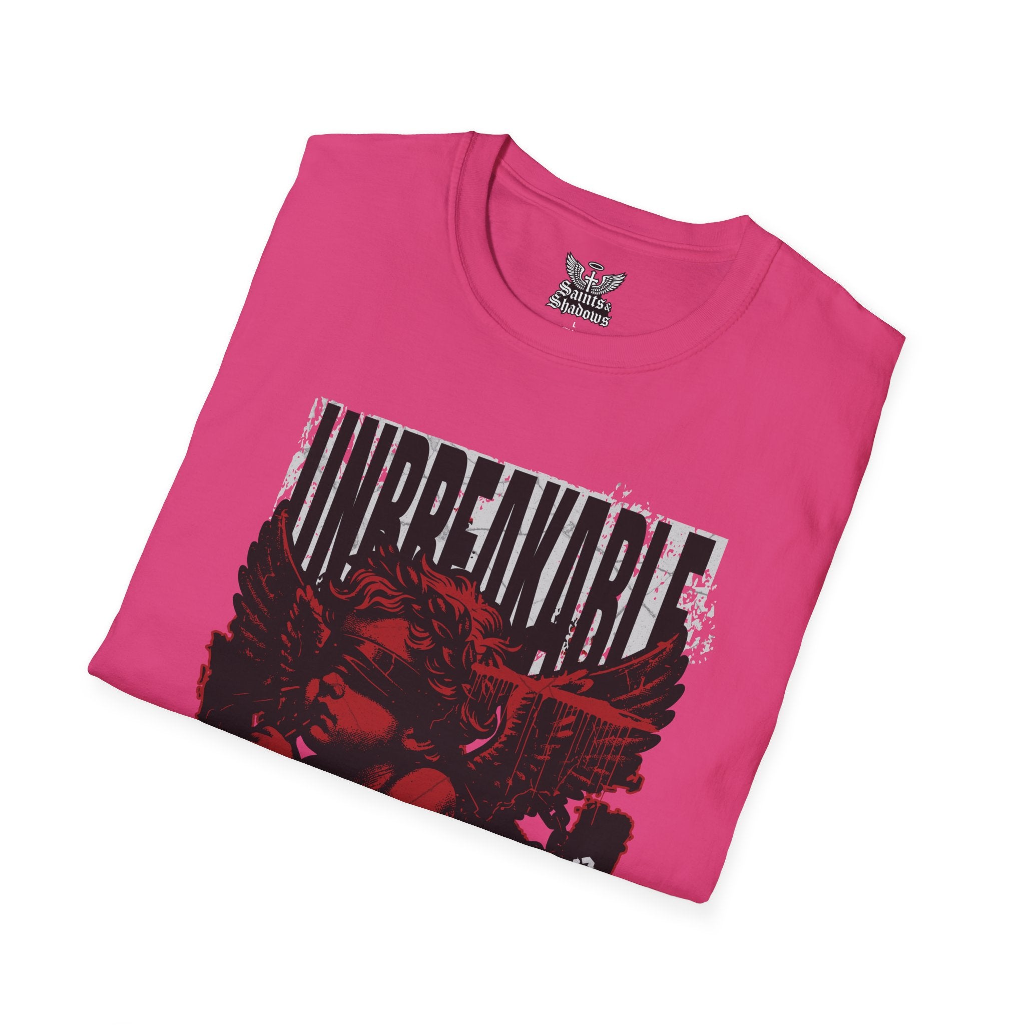 Saints and Shadows - Unbreakabe Strength, Angelic Artwork Unisex Softstyle T-Shirt, Casual Wear