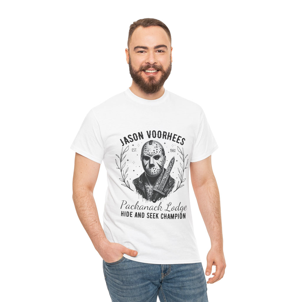 Jason Voorhees 'Hide and Seek Champion'  - Horror Graphic Tee, Unisex Cotton Shirt, Halloween Costume, Horror Movie Gift, Spooky T-Shirt, Horror Fan Apparel