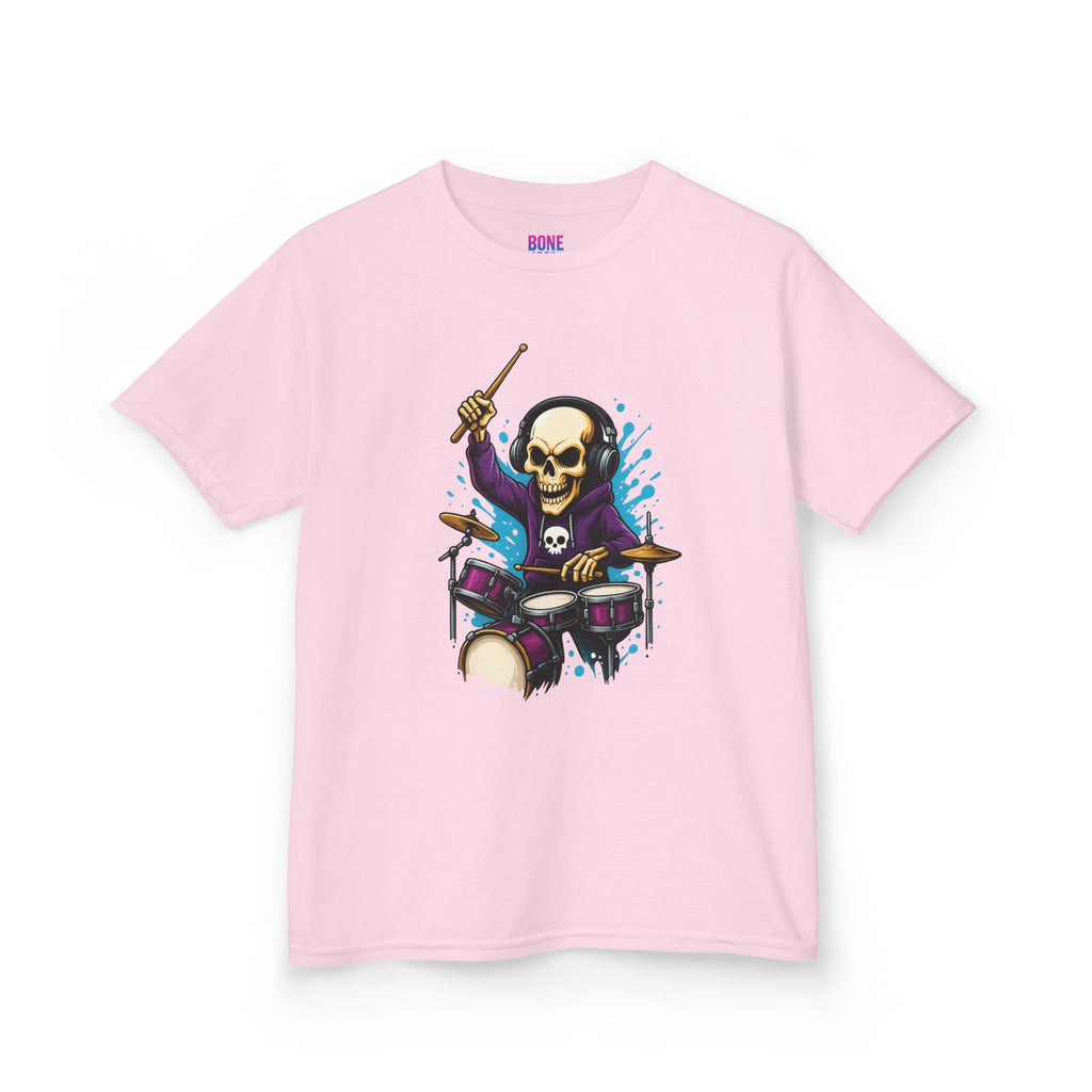 Bone Jams MC Bonez, Kids Tee | Drummer Edition | Halloween Costume, Birthday Gift & Drop Dead Beats Apparel