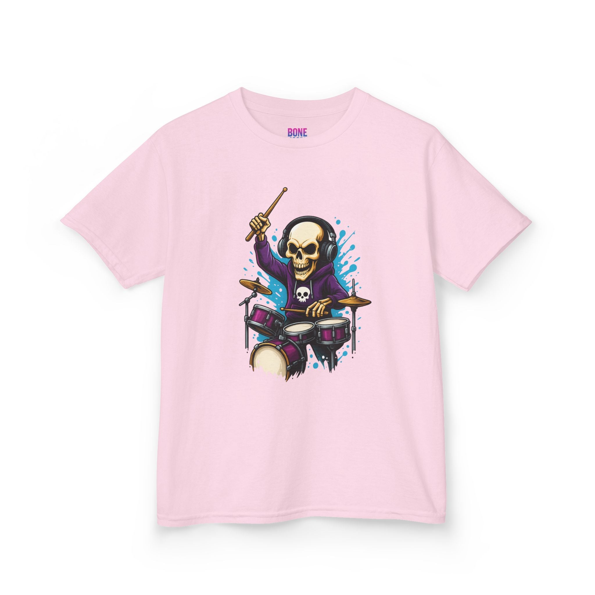 Bone Jams MC Bonez, Kids Tee | Drummer Edition | Halloween Costume, Birthday Gift & Drop Dead Beats Apparel