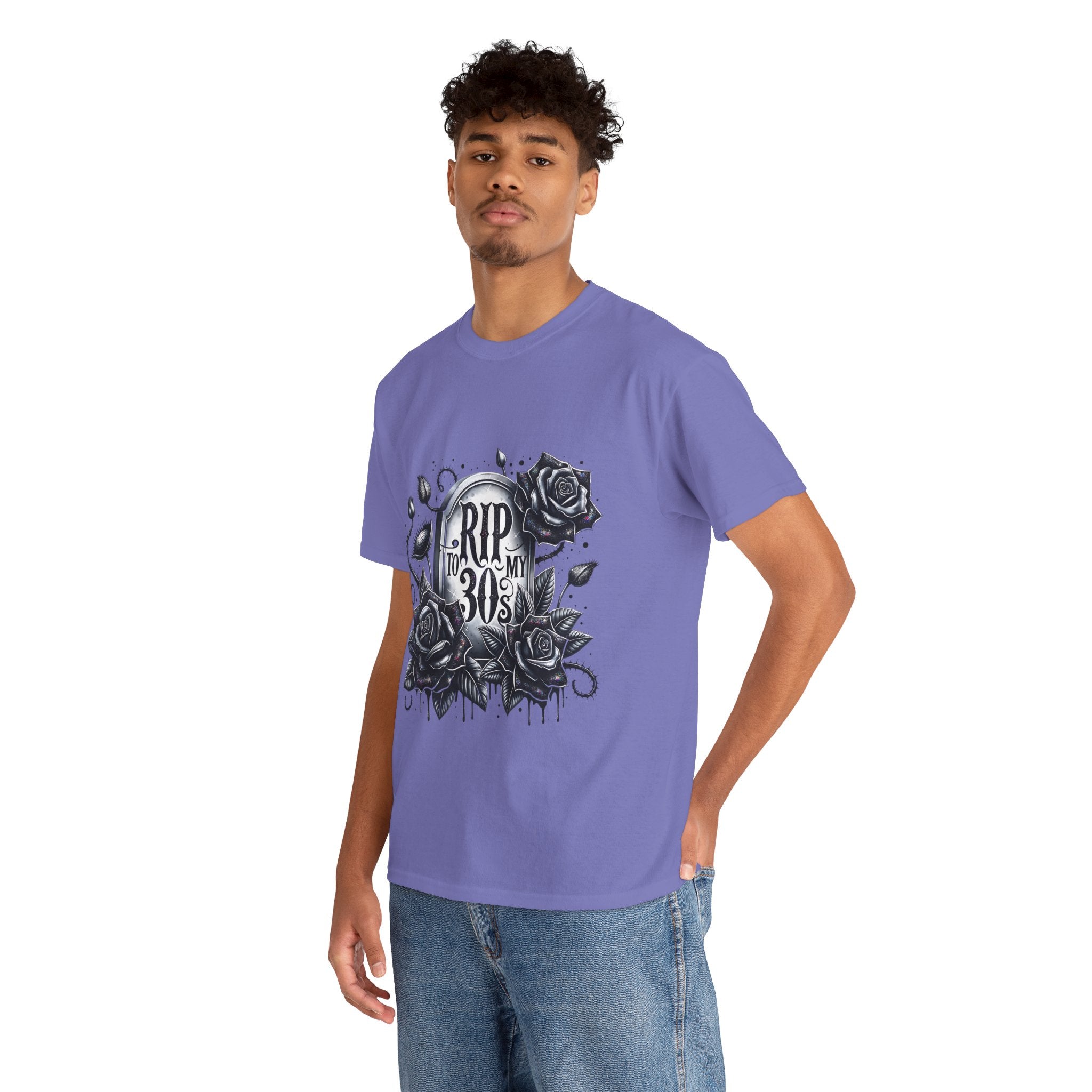 RIP to My 30s, Heavy, Unisex Graphic Shirt, Birthday Gift, Casual Wear, Vintage Style, Floral Design T-shirt