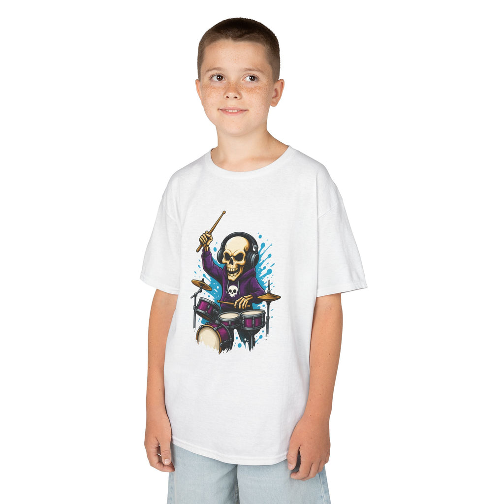 Bone Jams MC Bonez Kids Tee | Drummer Edition | Halloween Costume, Birthday Gift & Drop Dead Beats Apparel