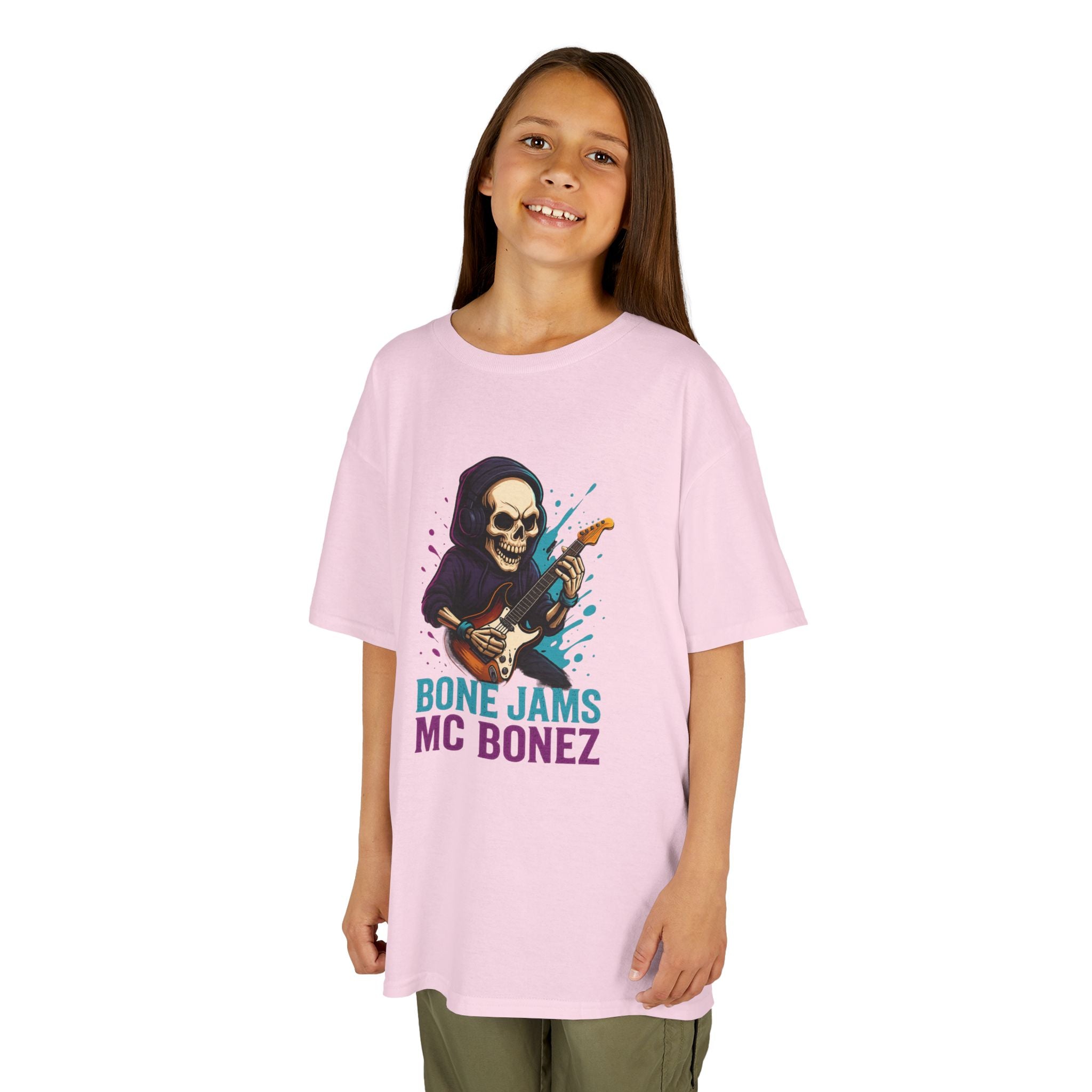 Bone Jams MC Bonez, Kids Tee | Guitar Edition | Cool Graphic Tee, Music Fan Shirt, Unique Gift for Young Musicians