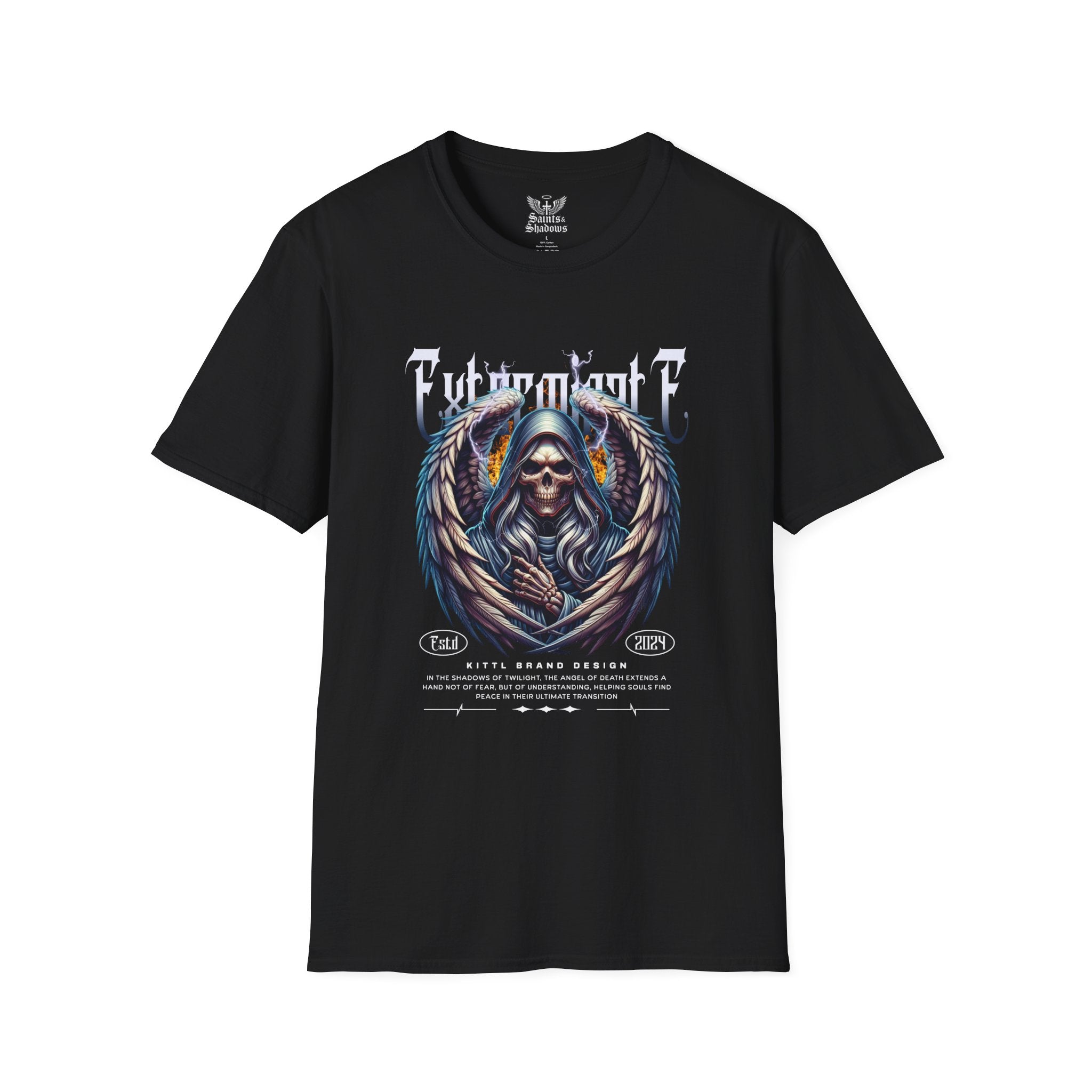 Saints and Shadows - Exterminate, Angelic Artwork Unisex Softstyle T-Shirt, Casual Wear