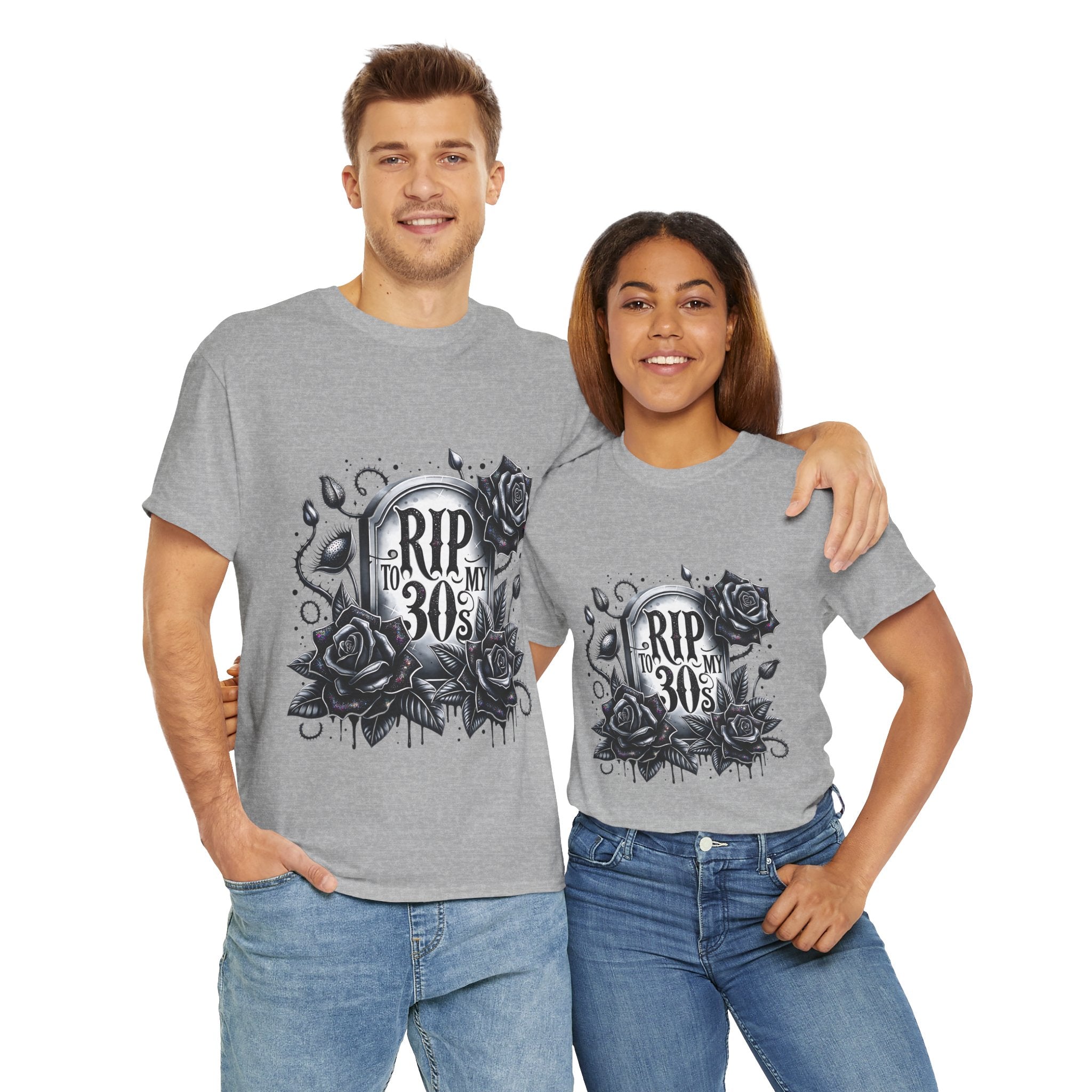 RIP to My 30s, Heavy, Unisex Graphic Shirt, Birthday Gift, Casual Wear, Vintage Style, Floral Design T-shirt