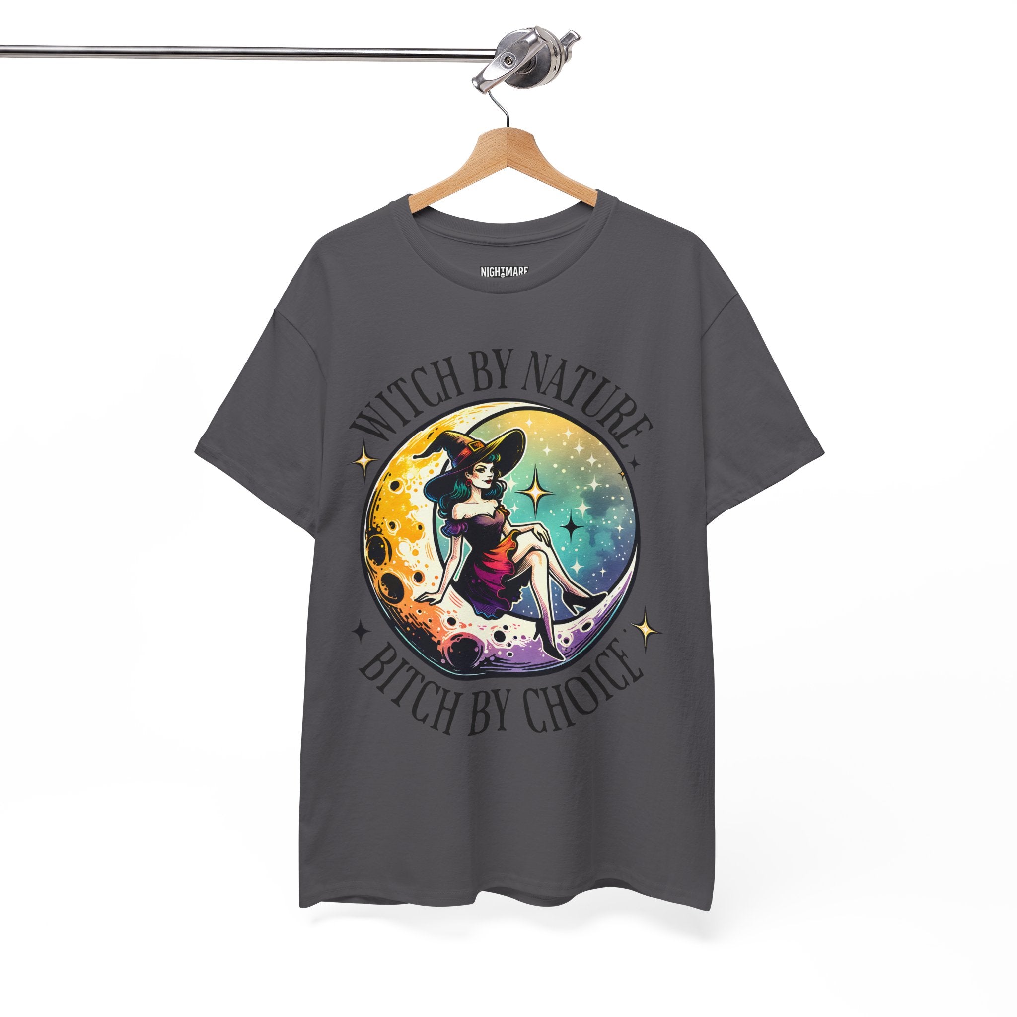Witchy Cotton Tee - "Witch by Nature, Bitch by Choice" | Unisex Tee for Spooky Season, Boho Fashion, Festival Wear, Gift for Witches