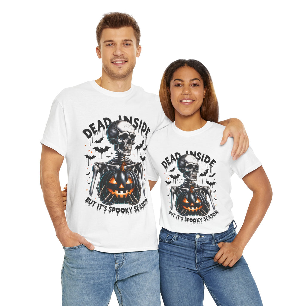 Dead Inside, Spooky Season Tee, Unisex Heavy Cotton T-Shirt, Halloween Shirt, Fun Casual Wear, Graphic Tee, Gift for Halloween Lovers