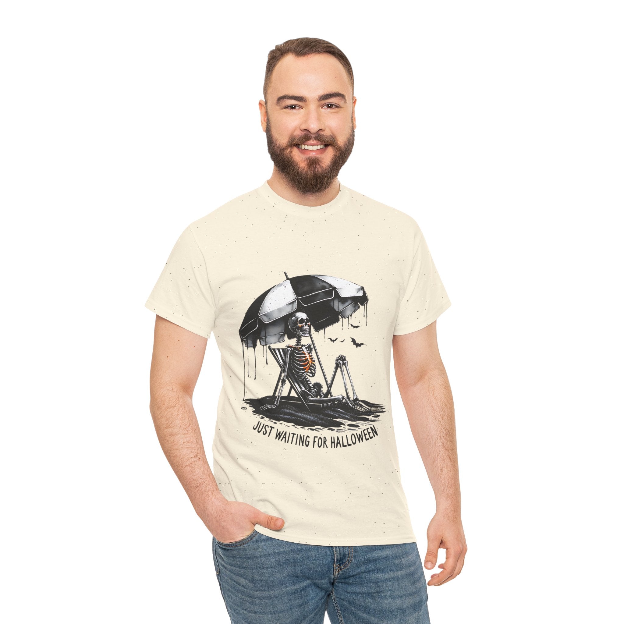 Just Waiting for Halloween, Heavy, Unisex Graphic Shirt, Birthday Gift, Casual Wear, Vintage Style, Floral Design T-shirt
