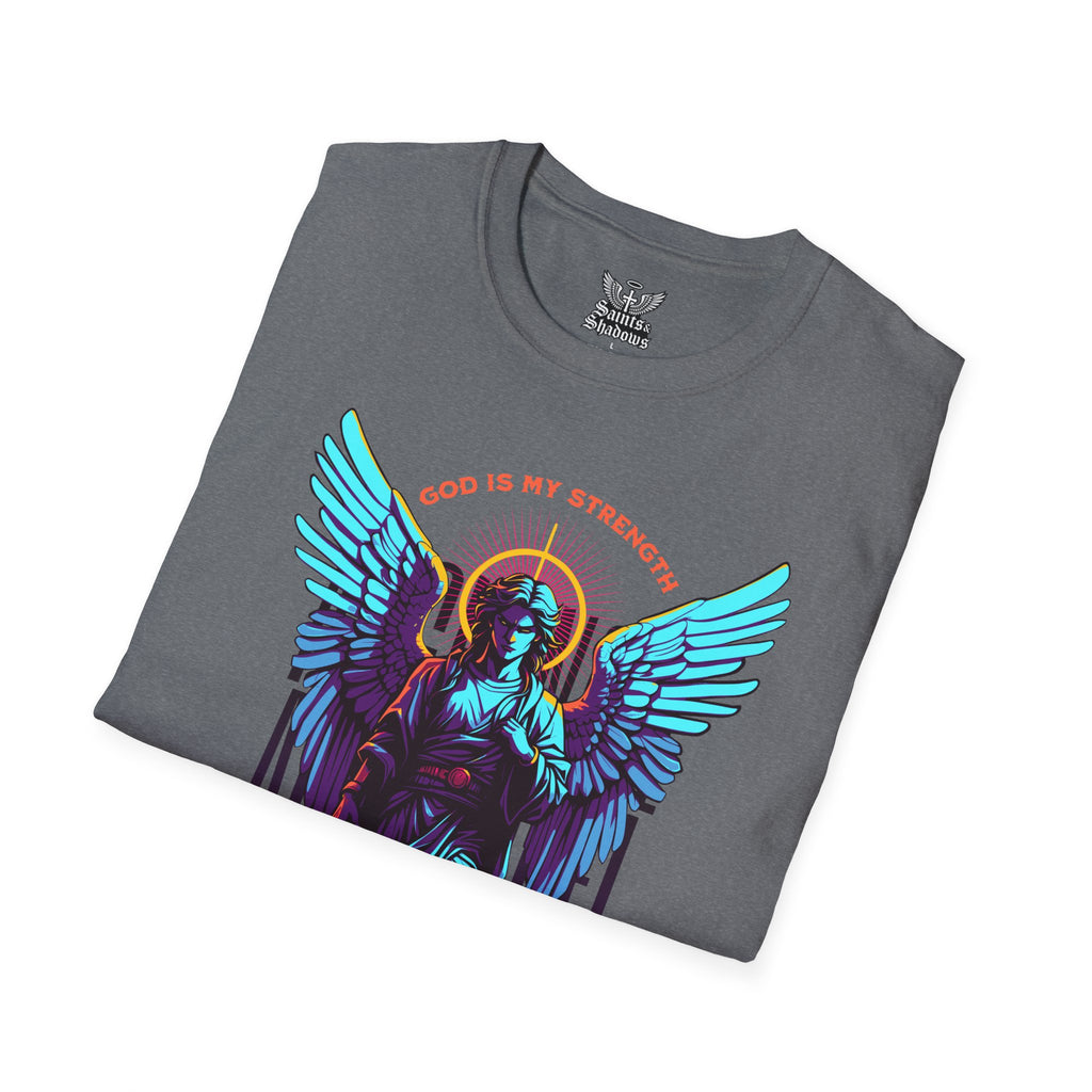 Saints and Shadows - St. Gabriel, Angelic Artwork Unisex Softstyle T-Shirt, Casual Wear