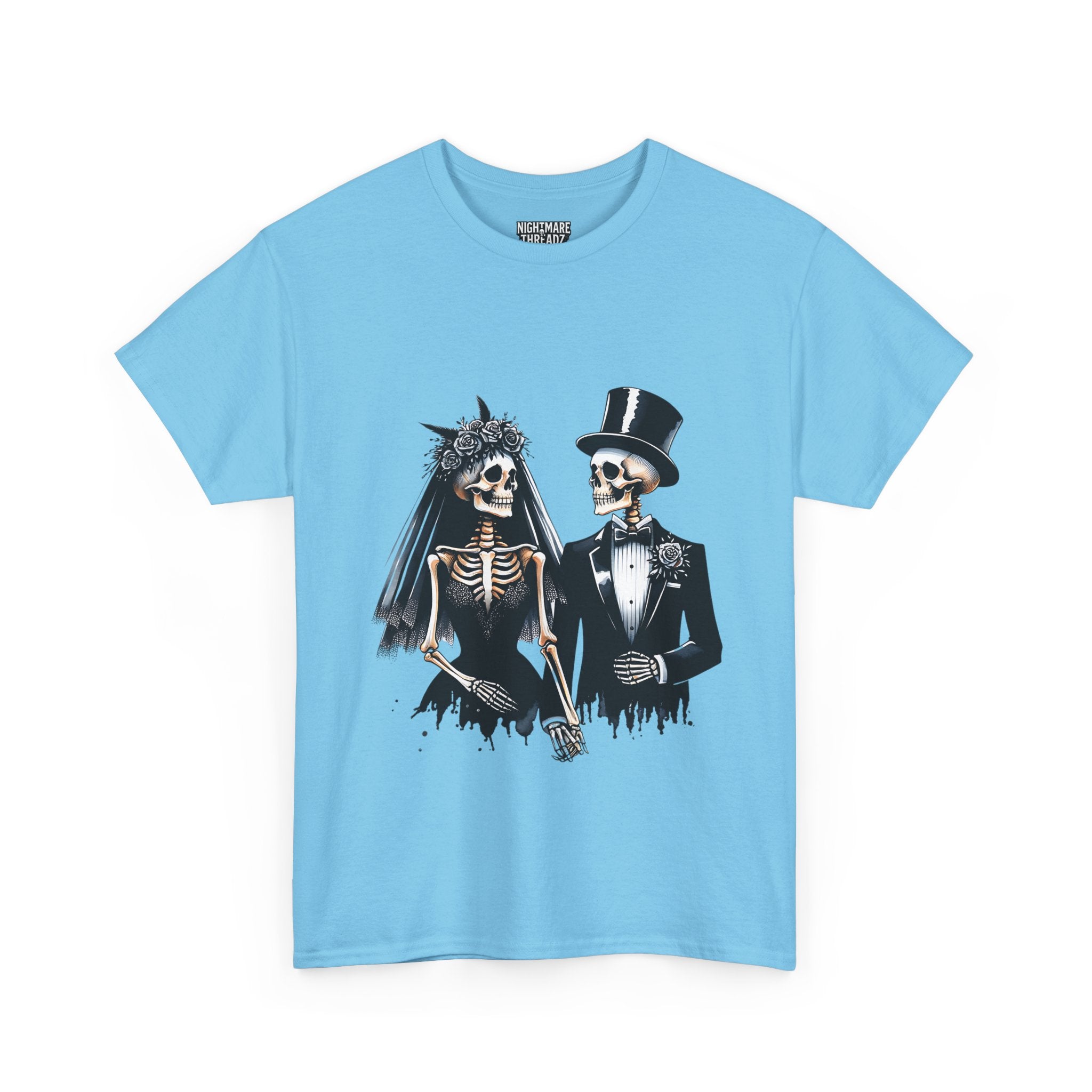 Skeleton Bride and Groom Wedding Tee - Horror Graphic Tee, Unisex Cotton Shirt, Halloween Costume, Horror Movie Gift, Spooky T-Shirt, Horror Fan Apparel