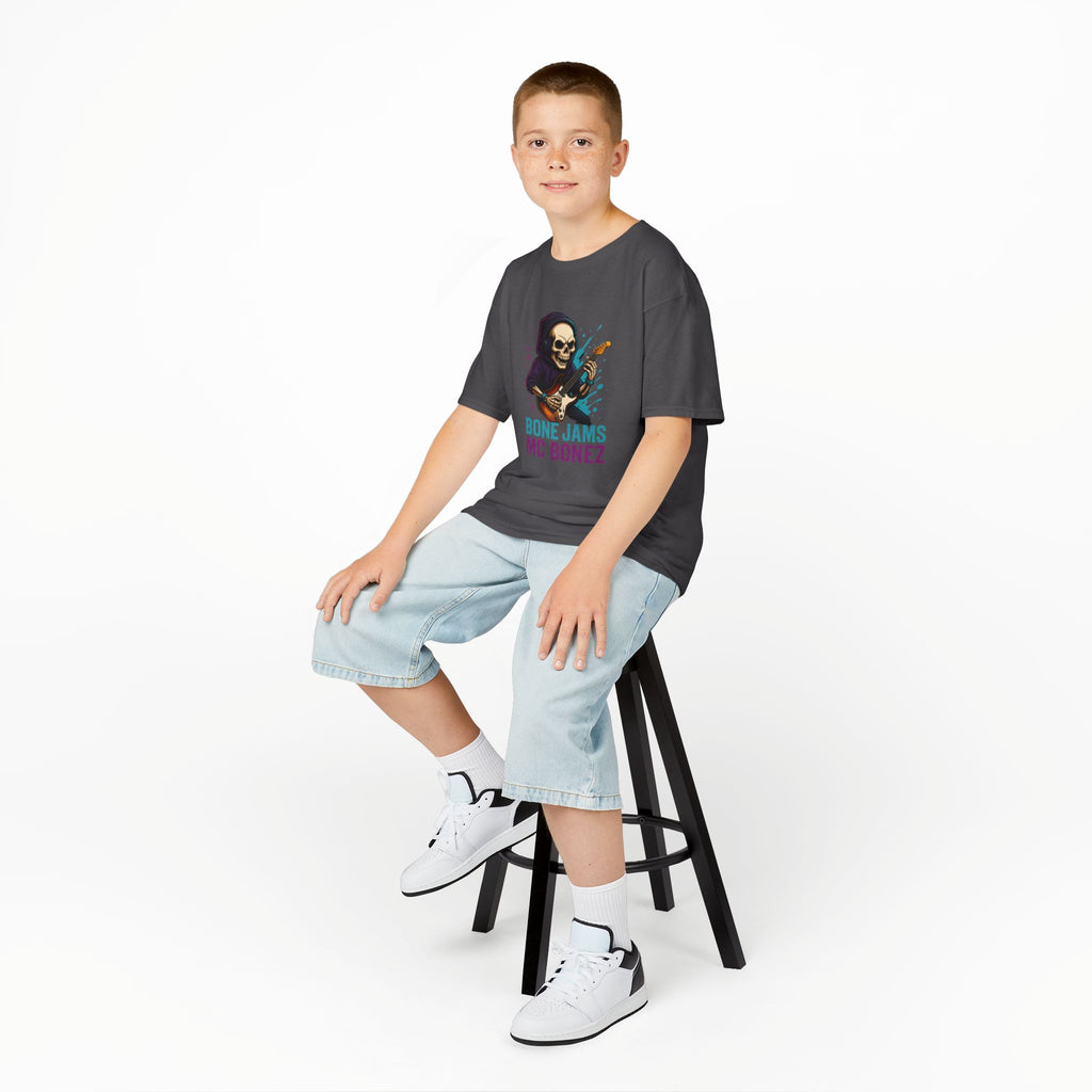 Bone Jams MC Bonez, Kids Tee | Guitar Edition | Cool Graphic Tee, Music Fan Shirt, Unique Gift for Young Musicians
