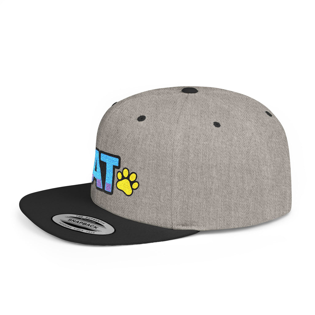 DJ Kat Paws Flat Bill Snapback Hat, Paw Print Cap for Music Lovers and Trendsetters