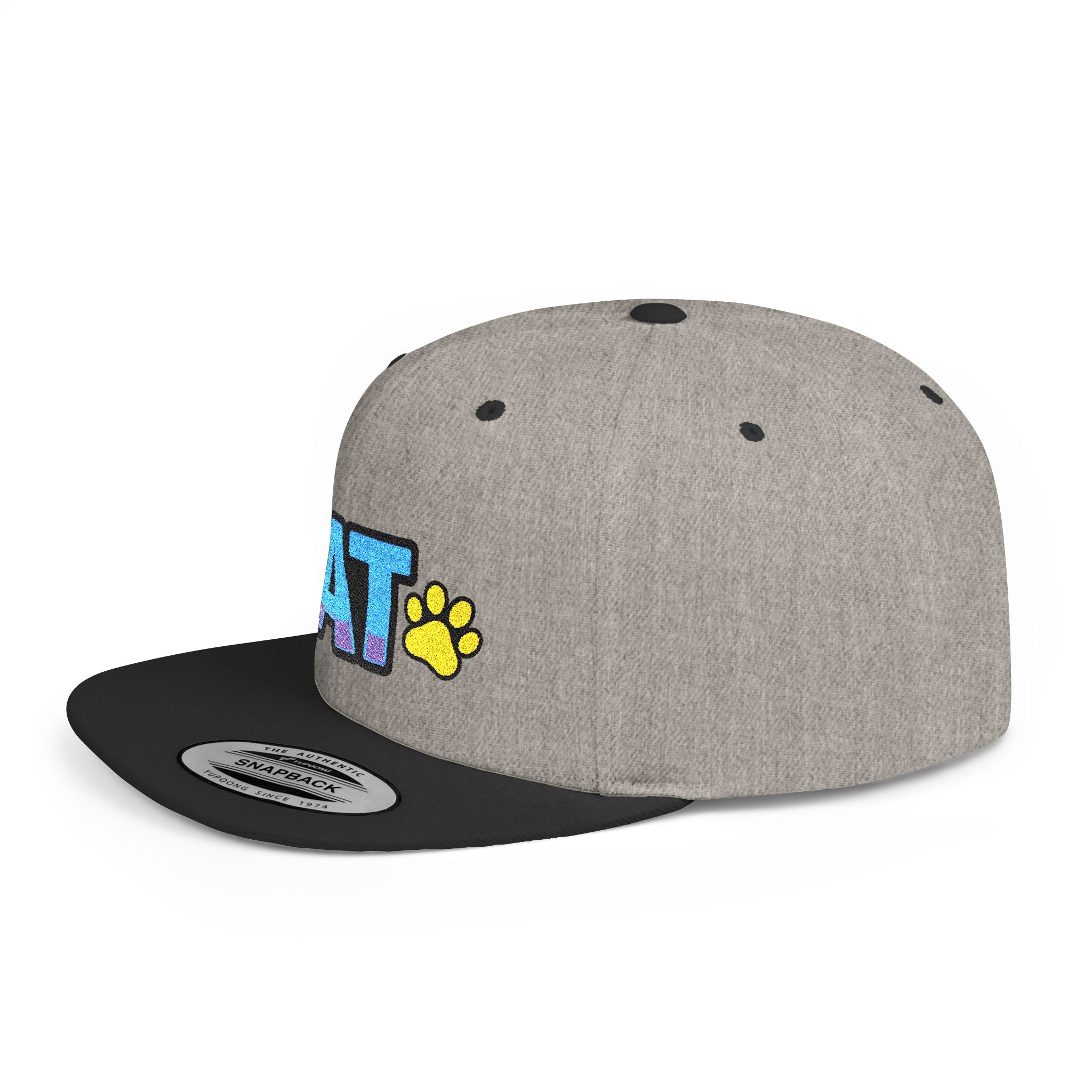 DJ Kat Paws Flat Bill Snapback Hat, Paw Print Cap for Music Lovers and Trendsetters