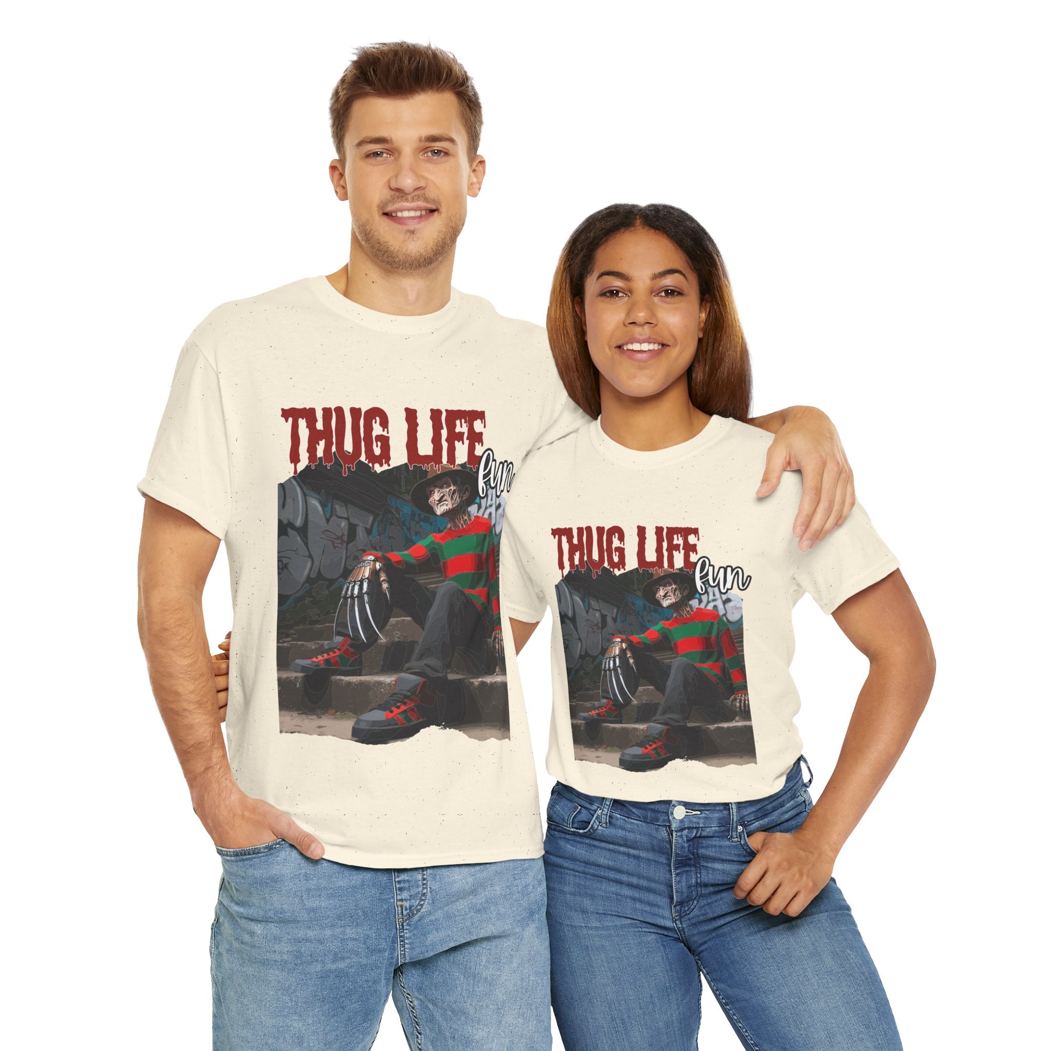 Freddie Kruger, Thug Life Tee - Horror Graphic Tee, Unisex Cotton Shirt, Halloween Costume, Horror Movie Gift