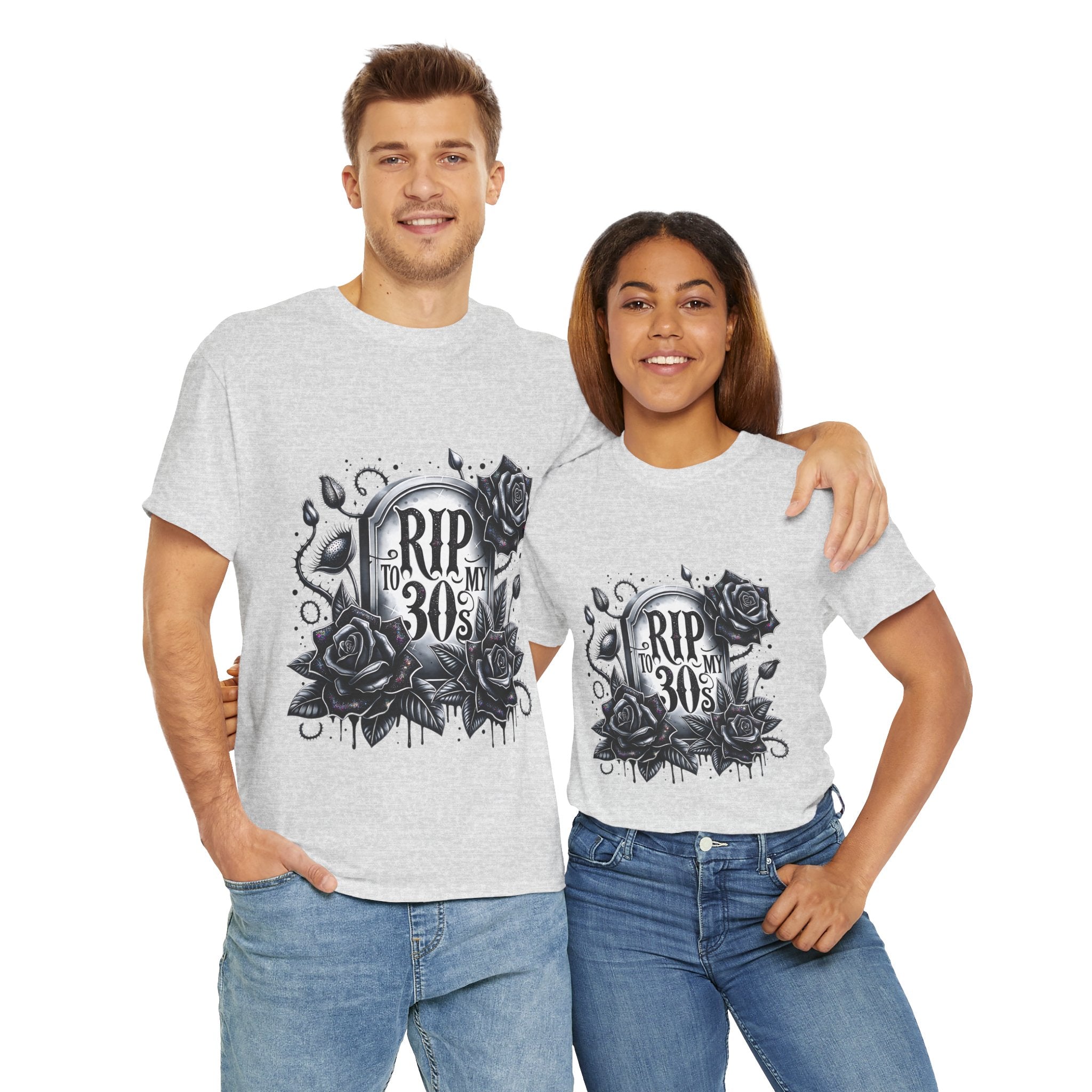 RIP to My 30s, Heavy, Unisex Graphic Shirt, Birthday Gift, Casual Wear, Vintage Style, Floral Design T-shirt