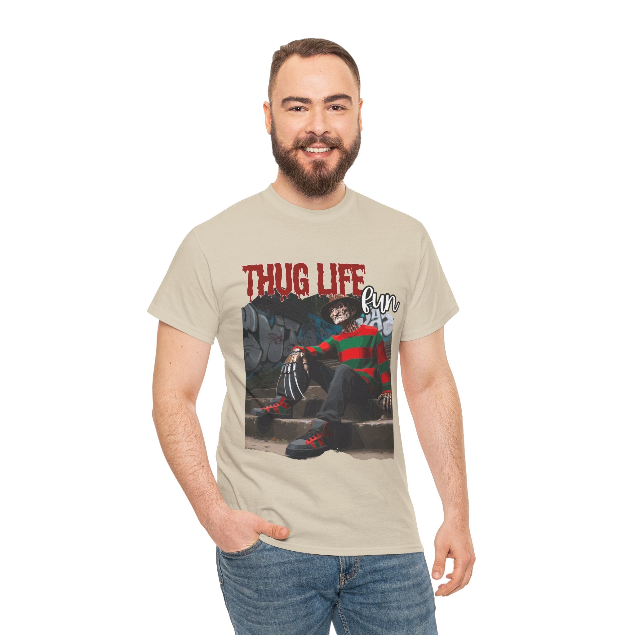 Freddie Kruger, Thug Life Tee - Horror Graphic Tee, Unisex Cotton Shirt, Halloween Costume, Horror Movie Gift