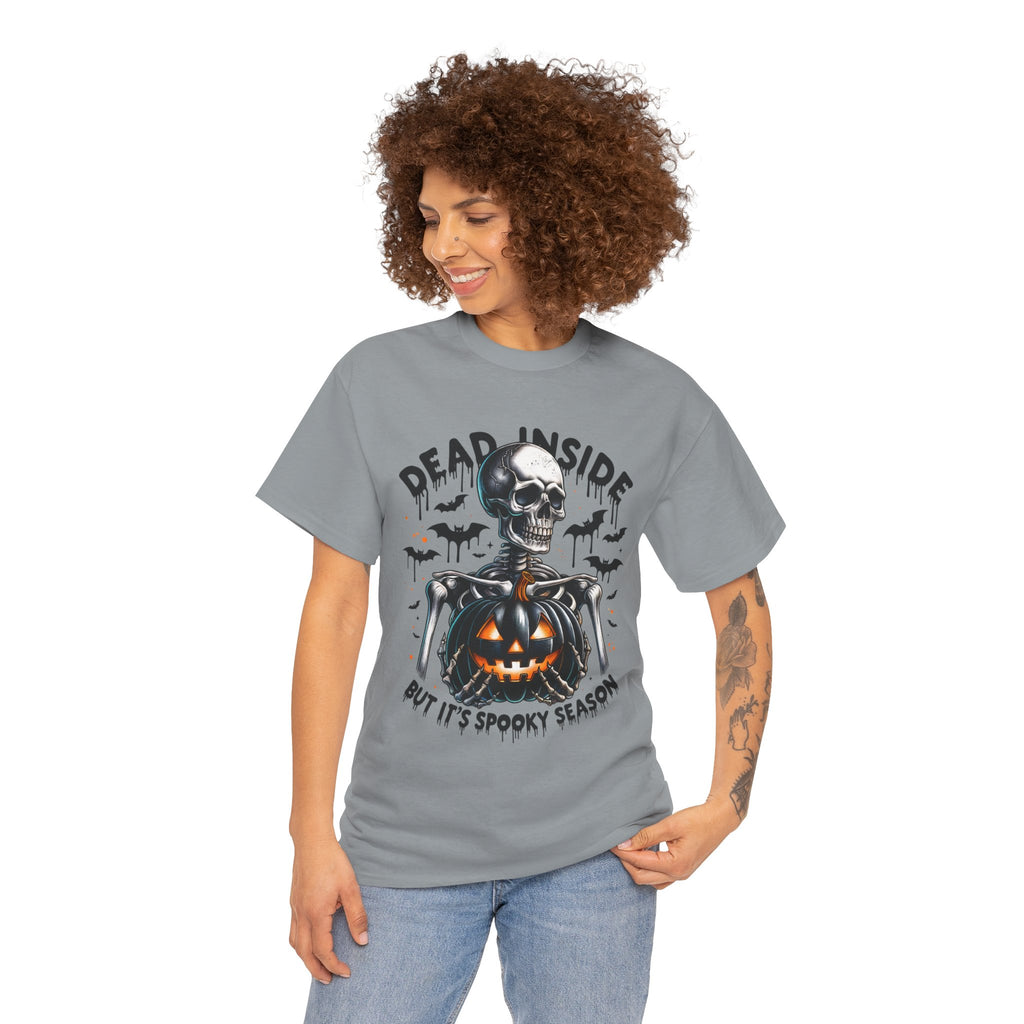 Dead Inside, Spooky Season Tee, Unisex Heavy Cotton T-Shirt, Halloween Shirt, Fun Casual Wear, Graphic Tee, Gift for Halloween Lovers