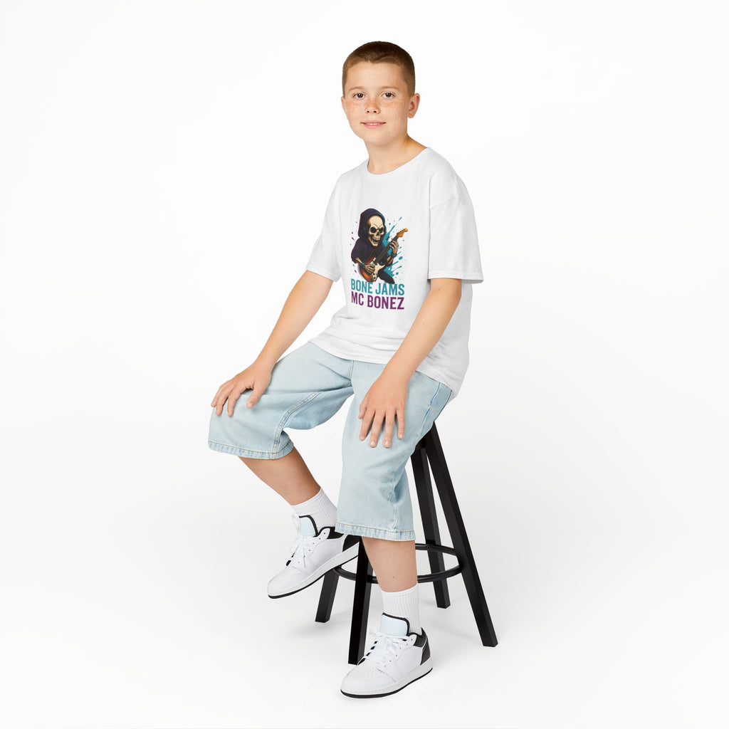 Bone Jams MC Bonez, Kids Tee | Guitar Edition | Cool Graphic Tee, Music Fan Shirt, Unique Gift for Young Musicians