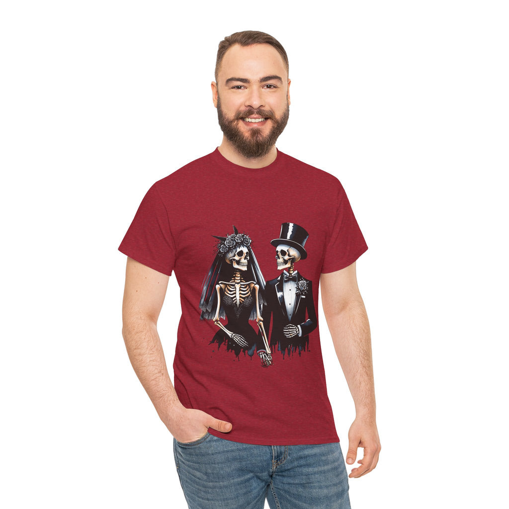 Skeleton Bride and Groom Wedding Tee - Horror Graphic Tee, Unisex Cotton Shirt, Halloween Costume, Horror Movie Gift, Spooky T-Shirt, Horror Fan Apparel