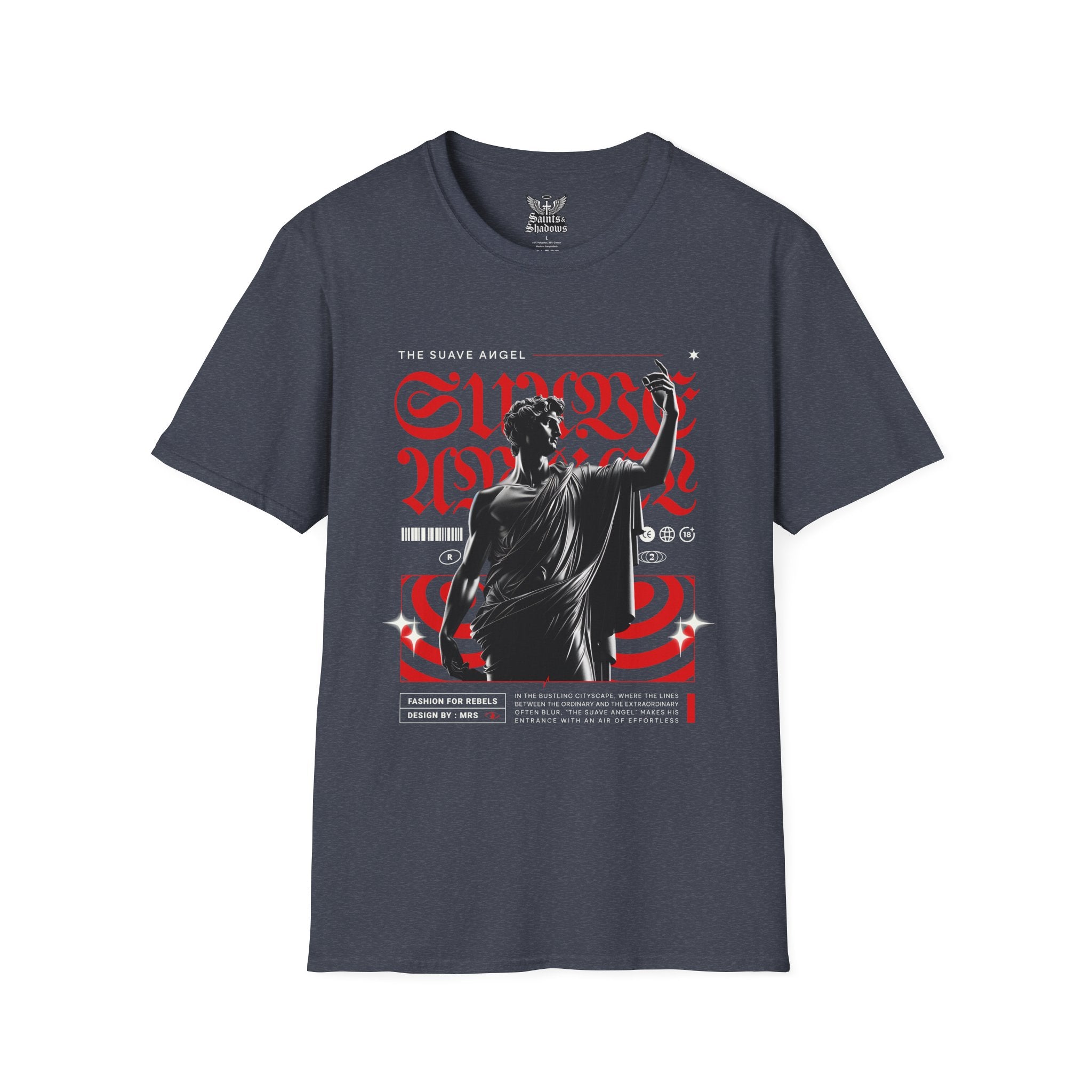 Saints and Shadows - The Suave Angel, Angelic Artwork Unisex Softstyle T-Shirt, Casual Wear