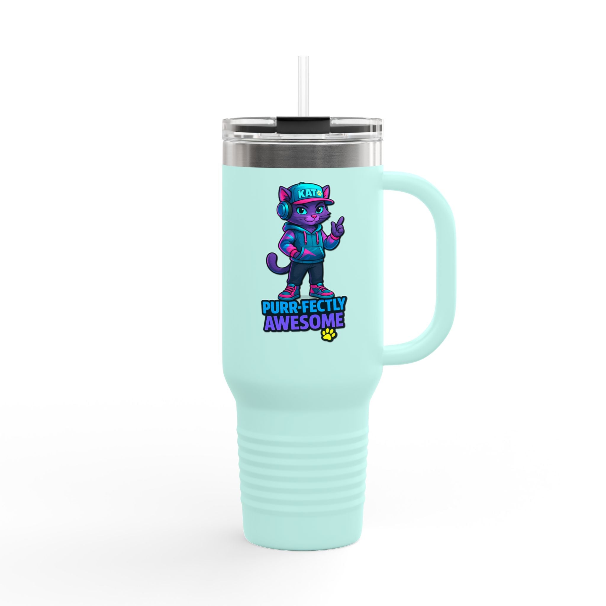 DJ KAT Paws - Purr-fectly Awesome Insulated Travel Mug, 40oz