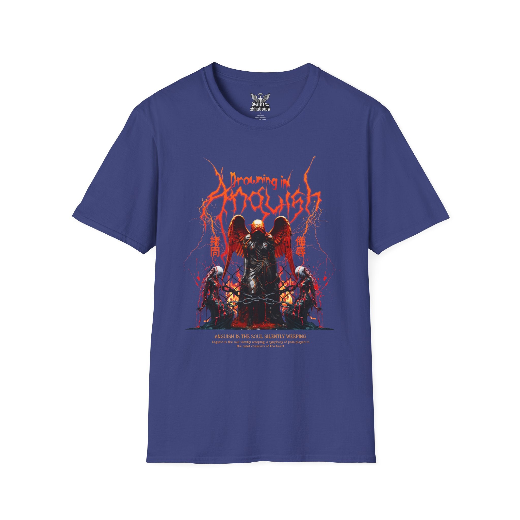 Saints and Shadows -Drowning In Anguish, Angelic Artwork Unisex Softstyle T-Shirt, Casual Wear