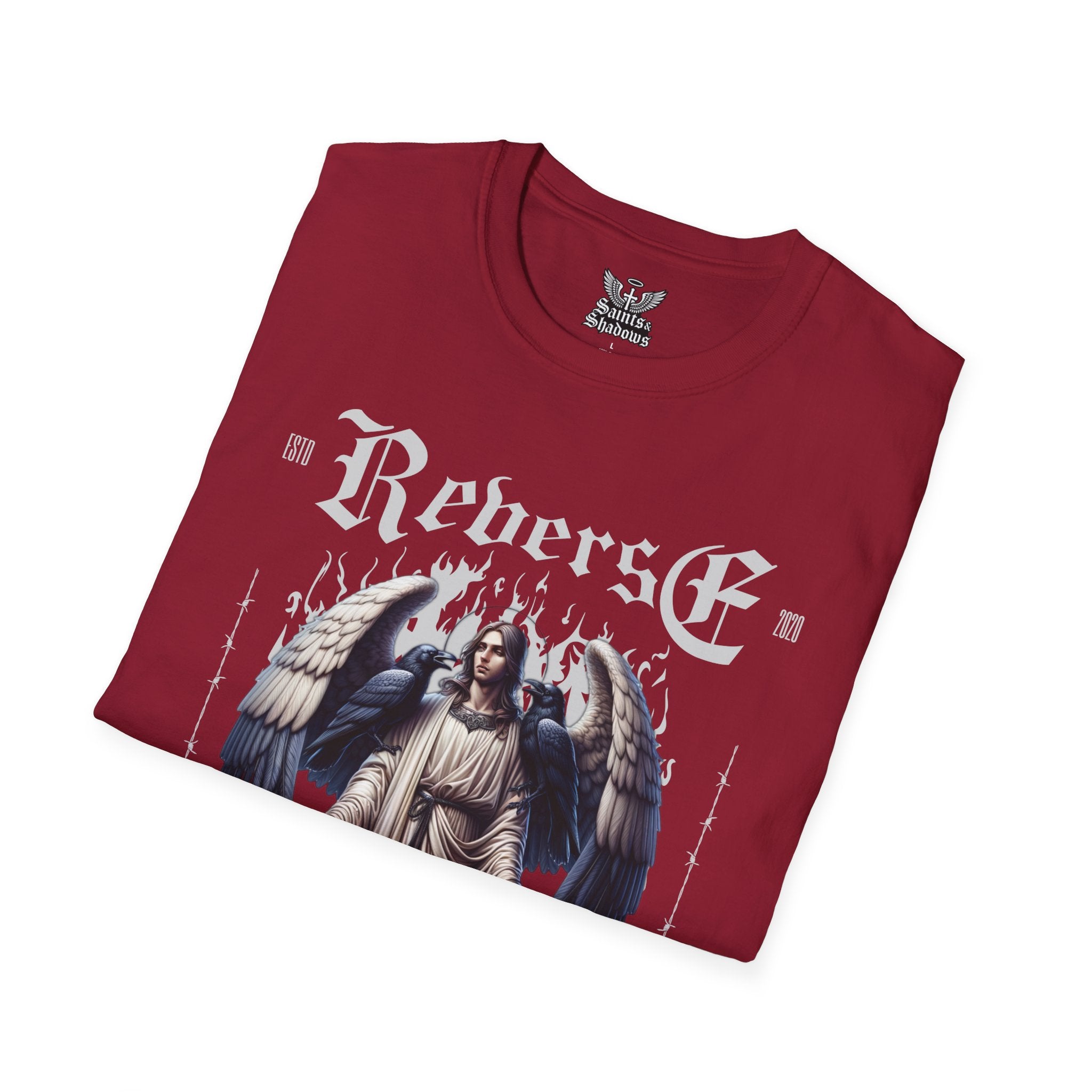 Saints and Shadows - Reverse Centuria, Angelic Artwork Unisex Softstyle T-Shirt, Casual Wear