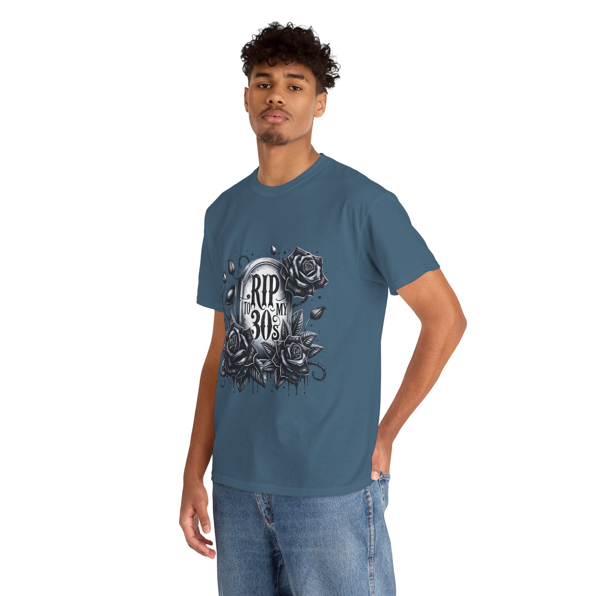 RIP to My 30s, Heavy, Unisex Graphic Shirt, Birthday Gift, Casual Wear, Vintage Style, Floral Design T-shirt