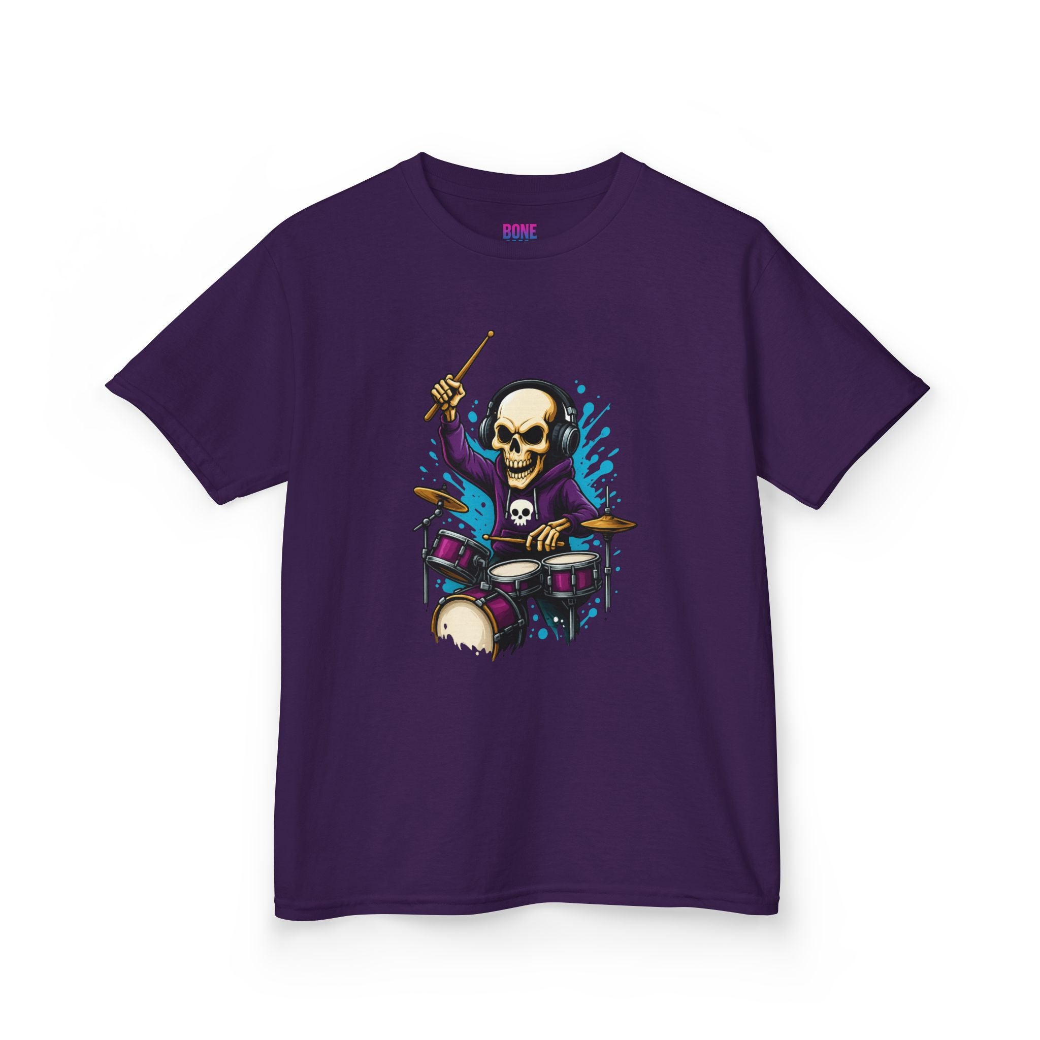 Bone Jams MC Bonez Kids Tee | Drummer Edition | Halloween Costume, Birthday Gift & Drop Dead Beats Apparel