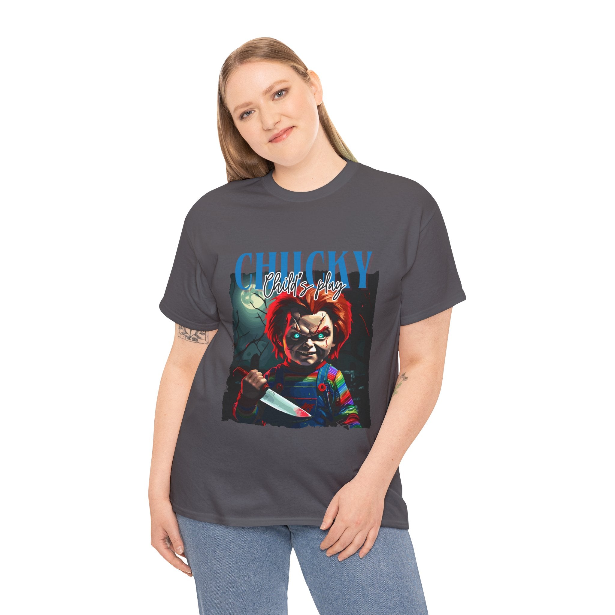 Chucky Horror Graphic Tee, Unisex Cotton Shirt, Halloween Costume, Horror Movie Gift, Spooky T-Shirt, Horror Fan Apparel