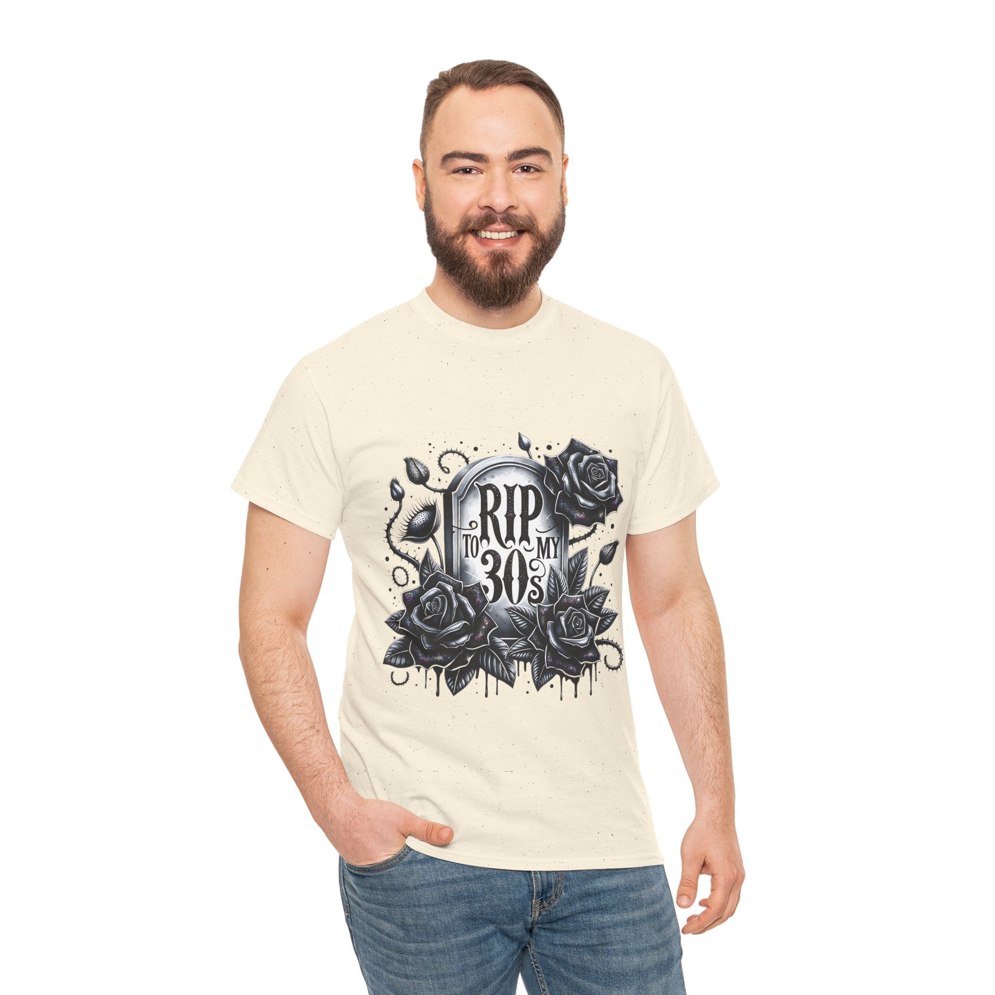 RIP to My 30s, Heavy, Unisex Graphic Shirt, Birthday Gift, Casual Wear, Vintage Style, Floral Design T-shirt