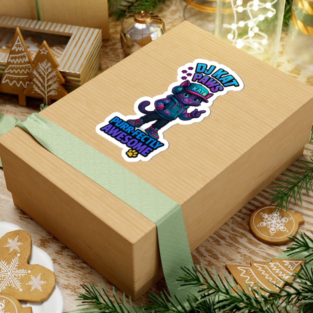 DJ KAT PAWS - Purr-fectly Awesome | Laptop Stickers, Pet Lover Gift, Indie Art, Fun & Quirky Stickers