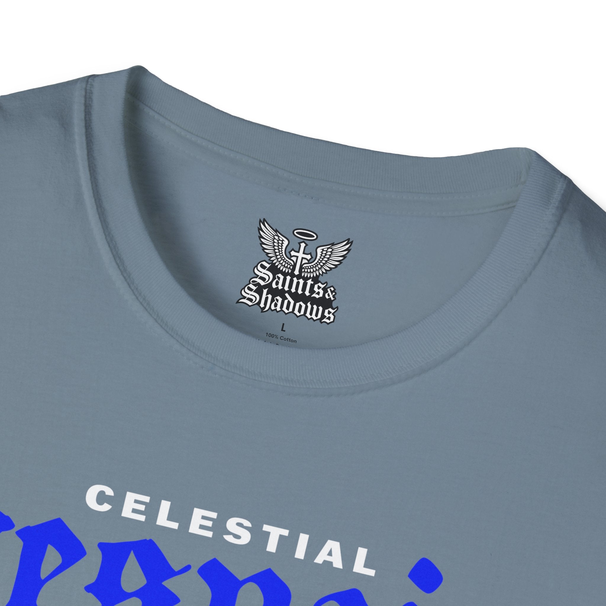 Saints and Shadows - Celestial Despair, Angelic Artwork Unisex Softstyle T-Shirt, Casual Wear